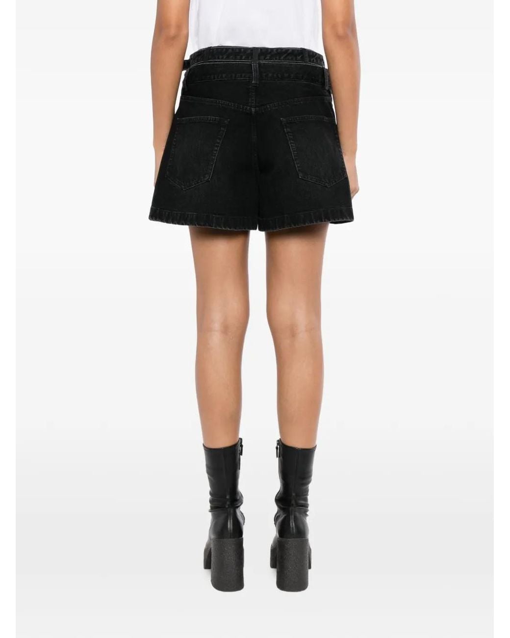 Sacai Black High-Waisted Denim Shorts