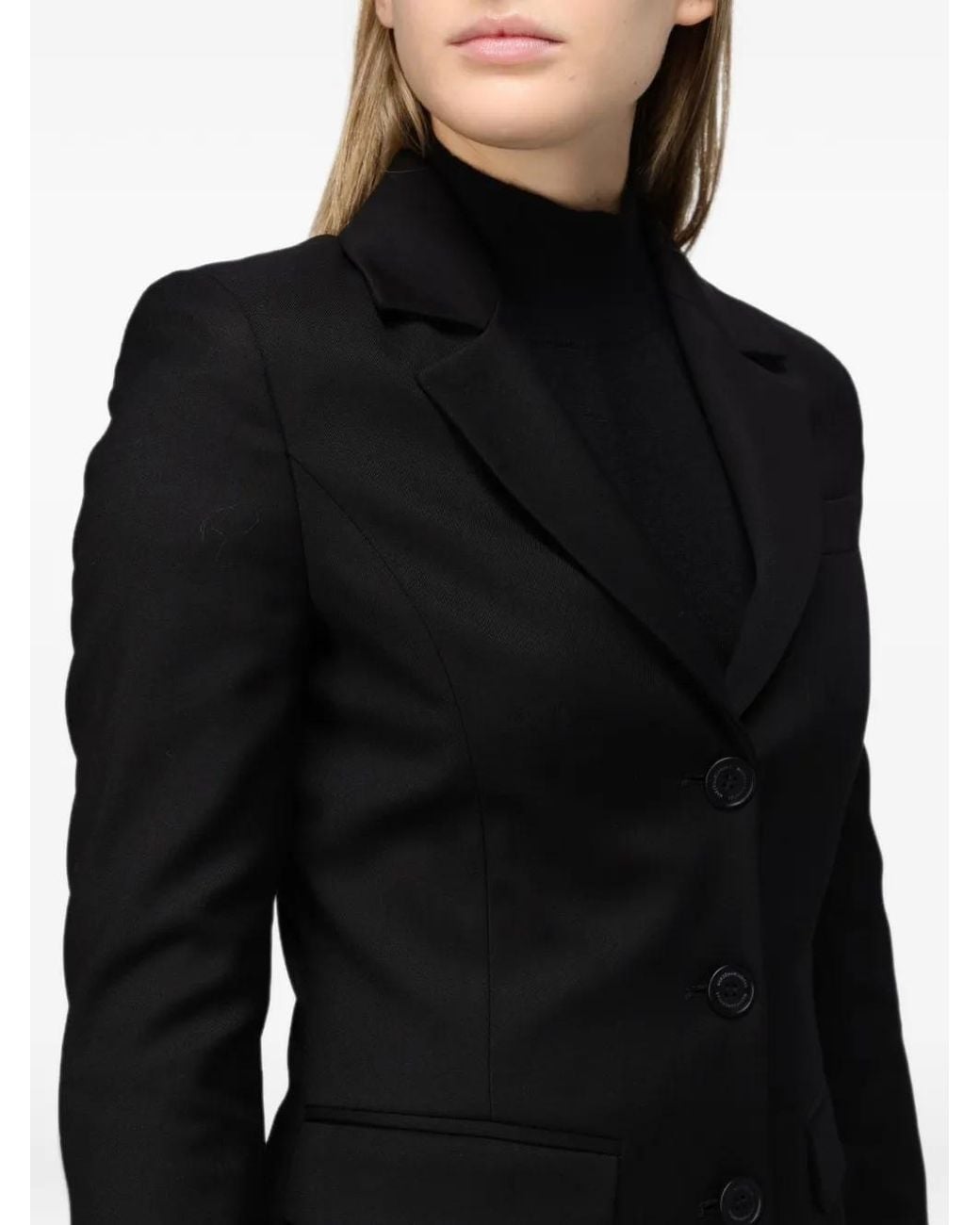 Mar De Margaritas Black Single-Breasted Tailored Blazer