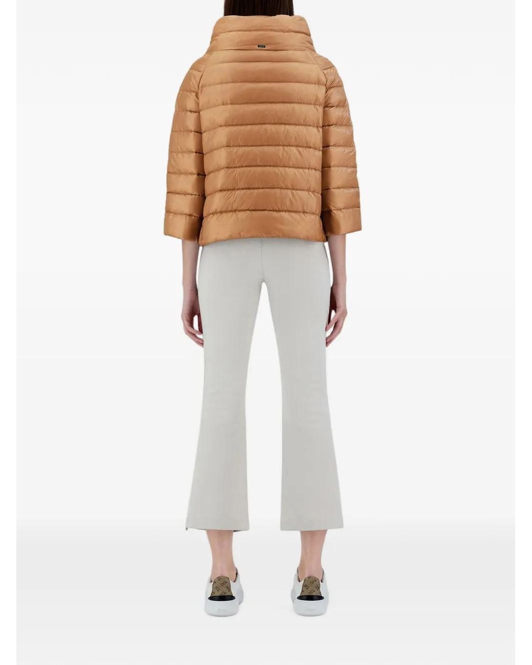 Herno Brown Quilted Short Jacket With High Collar