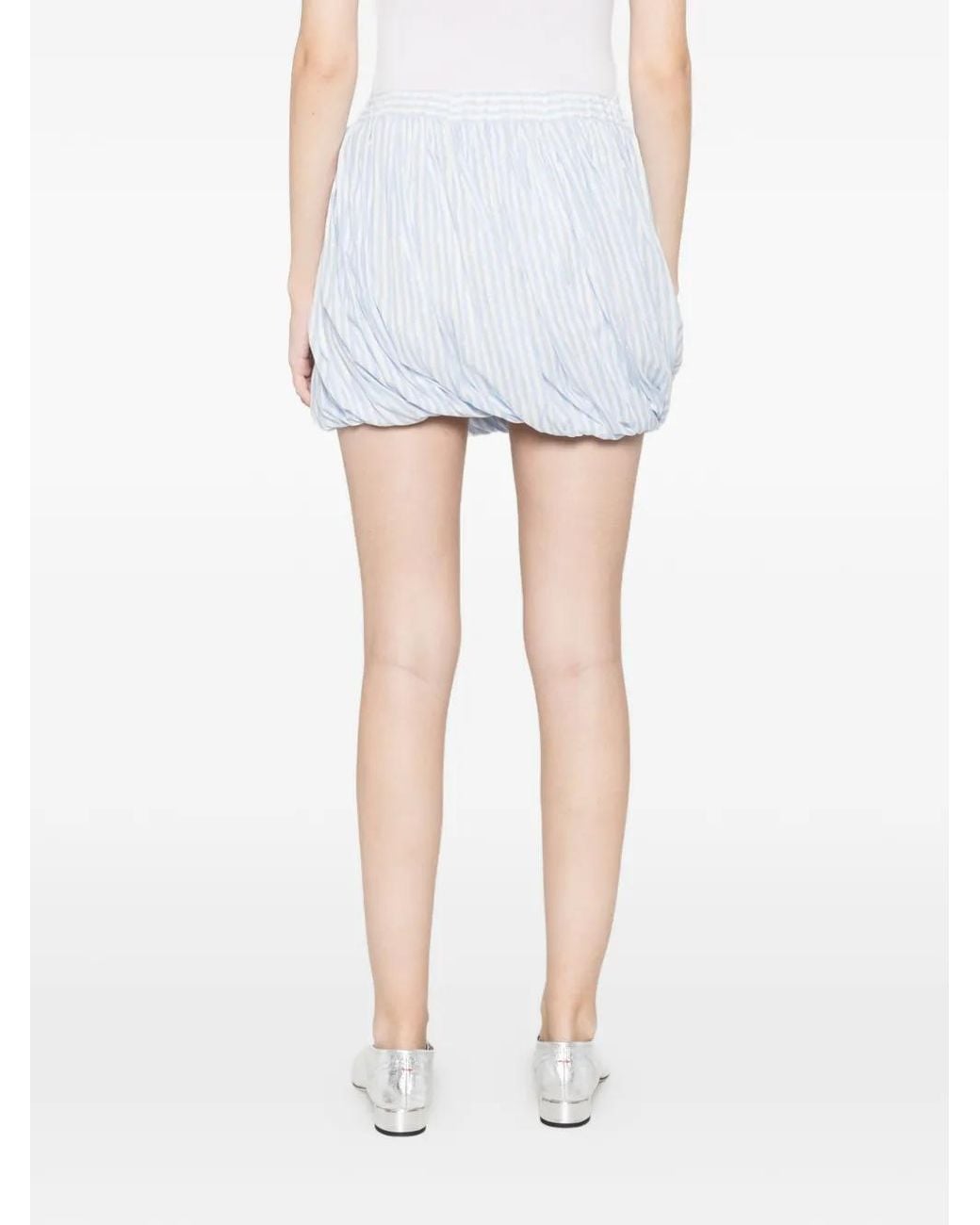 Twinset White Striped Gathered Skirt