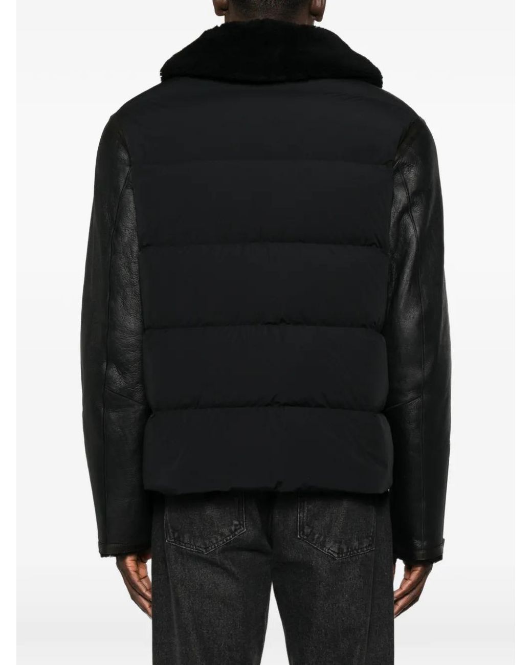 Mackage Black Shearling-Trim Padded Jacket for men
