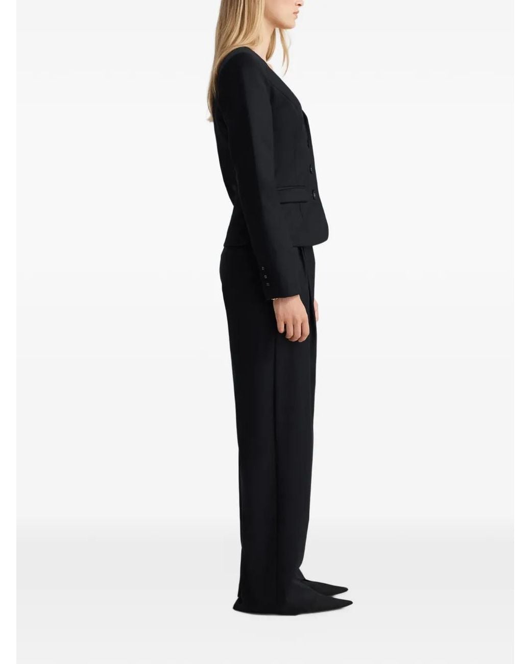 Anna Quan Black Alvar V-Neck Wool Jacket