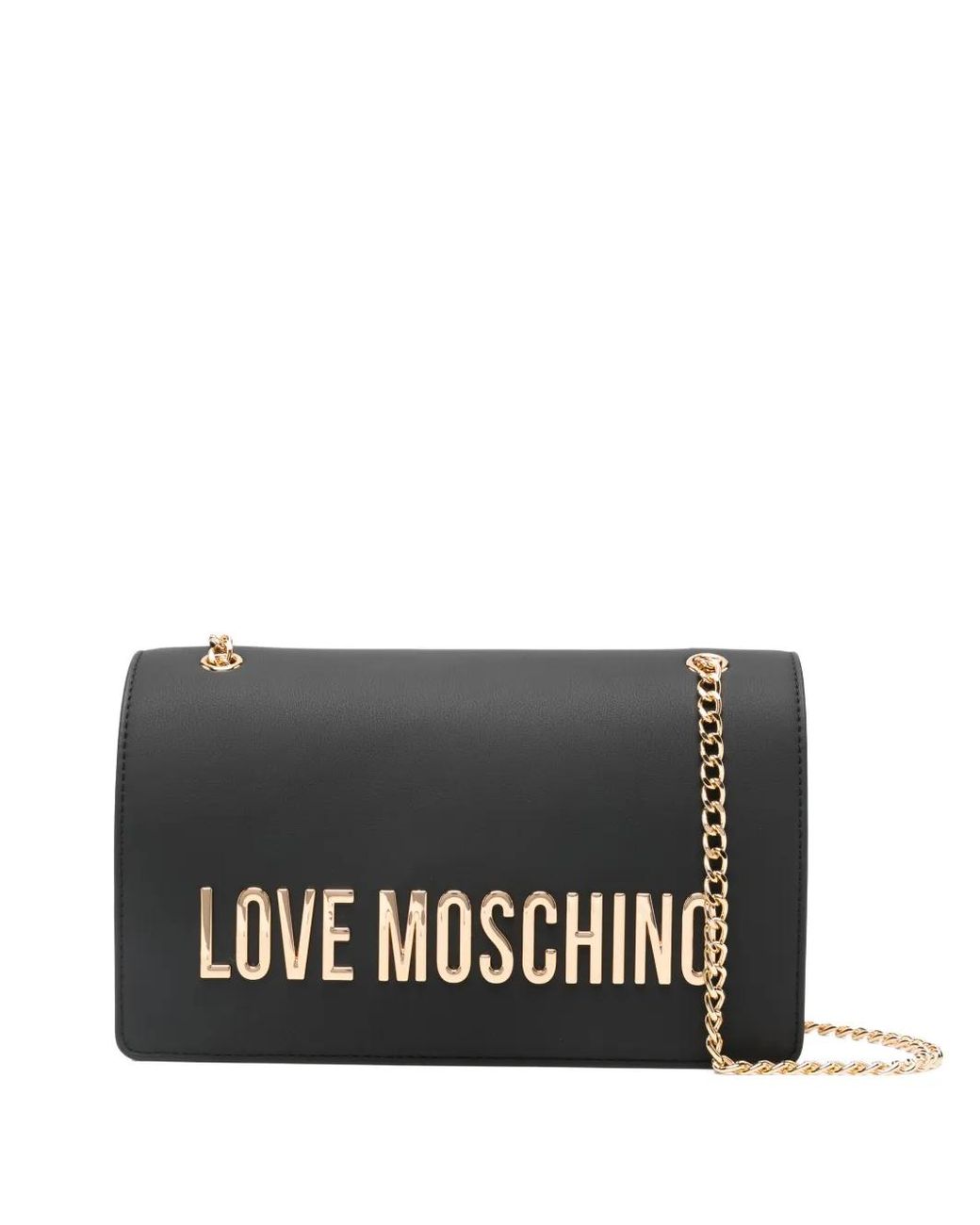 Love Moschino Gray Logo-Lettering Shoulder Bag