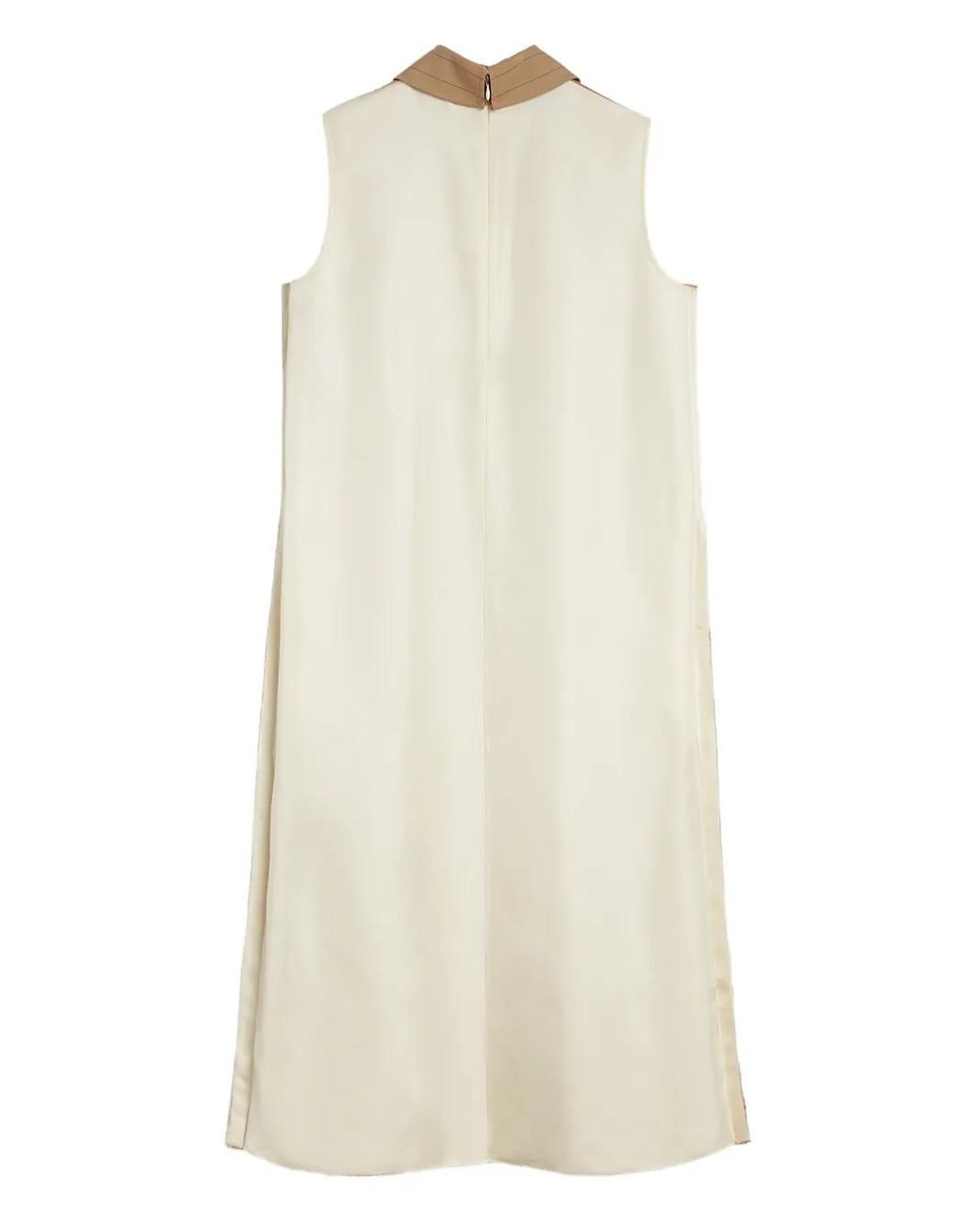 Jil Sander Natural Pinstriped Midi Dress