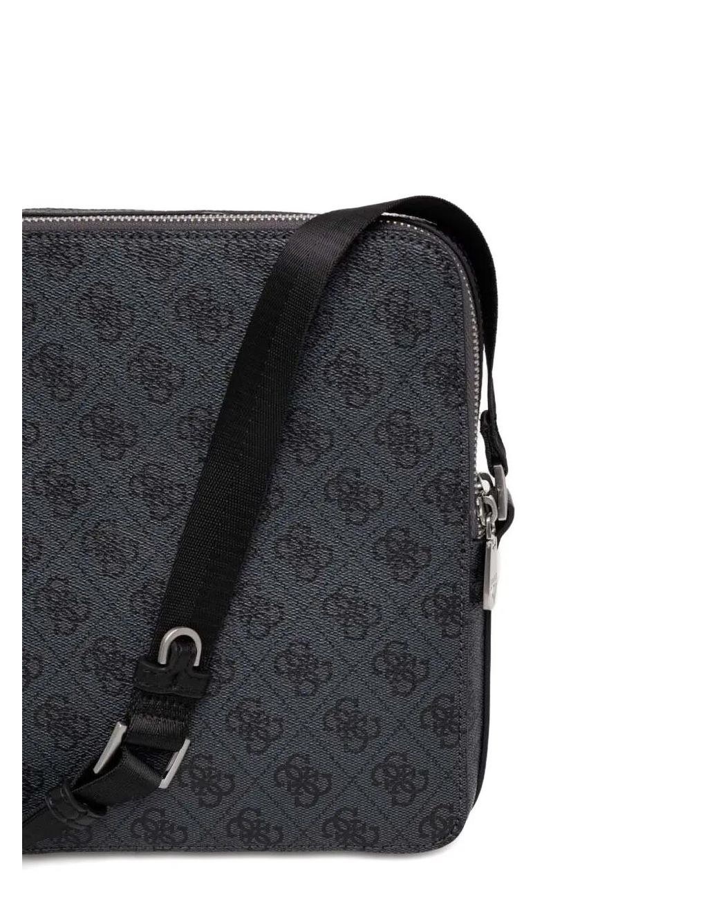 Guess Black Monogram Messenger Bag for men