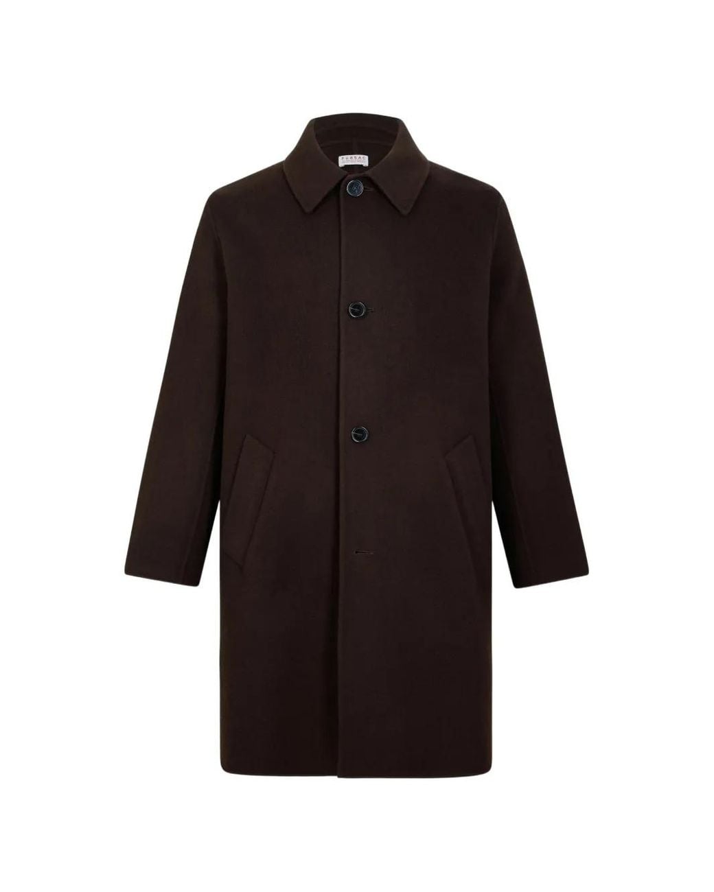 Fursac Black Wool Button-Front Overcoat for men