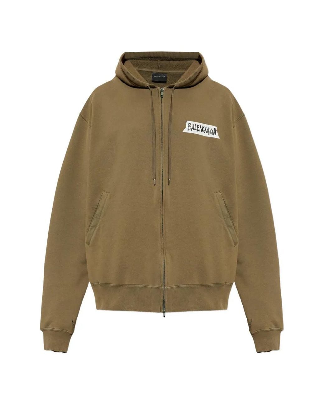 Balenciaga Green Masking Tape Oversized Zip-Up Hoodie for men