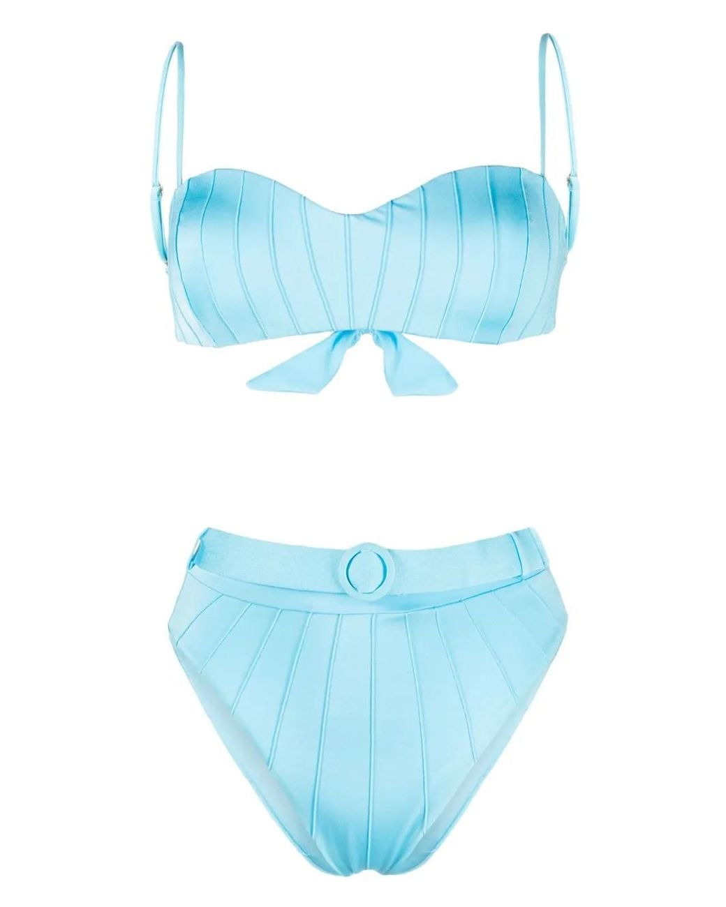 Noire Swimwear Blue High-Waist Belted Bikini Set