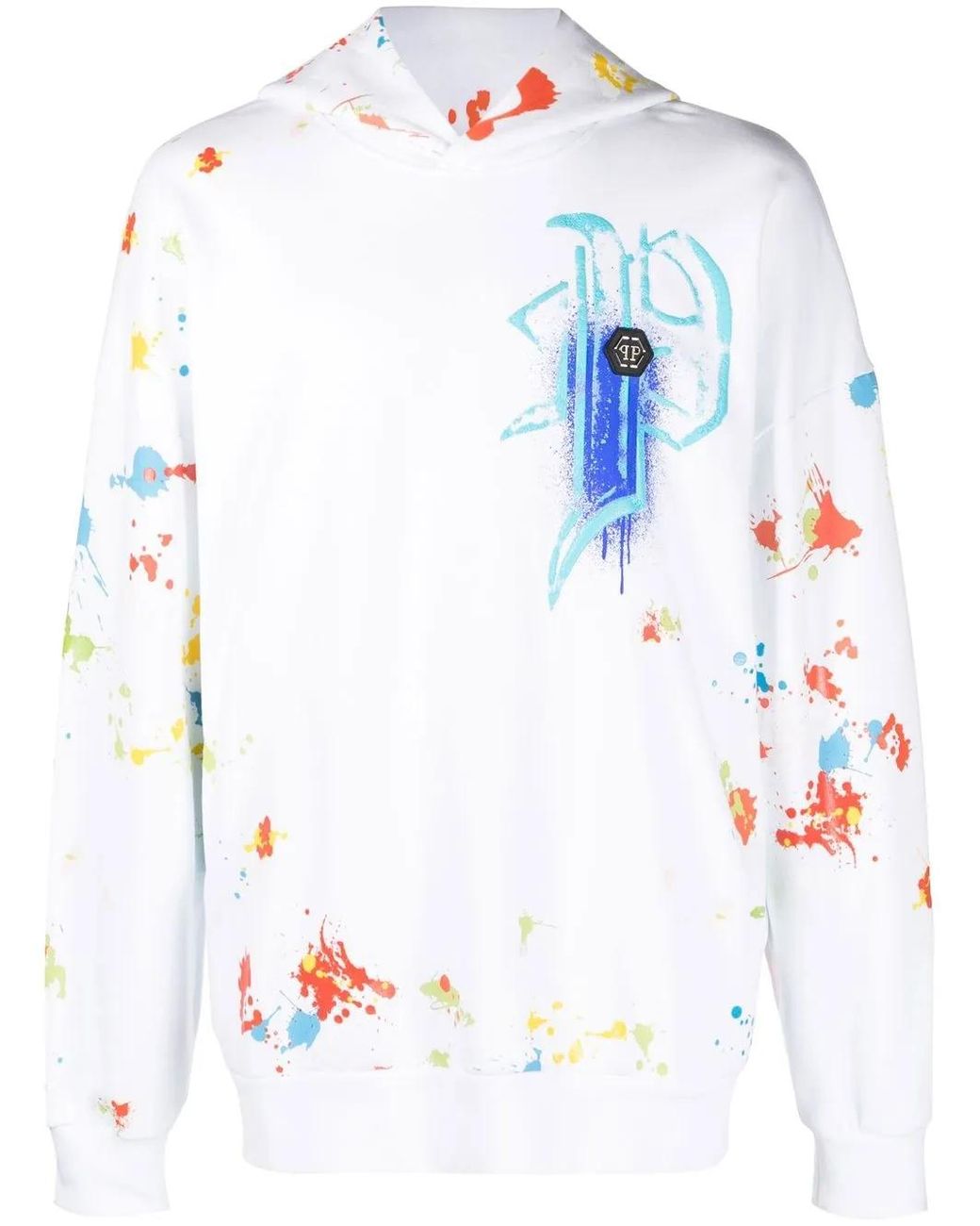 Philipp Plein White Dripping Skull Hoodie for men