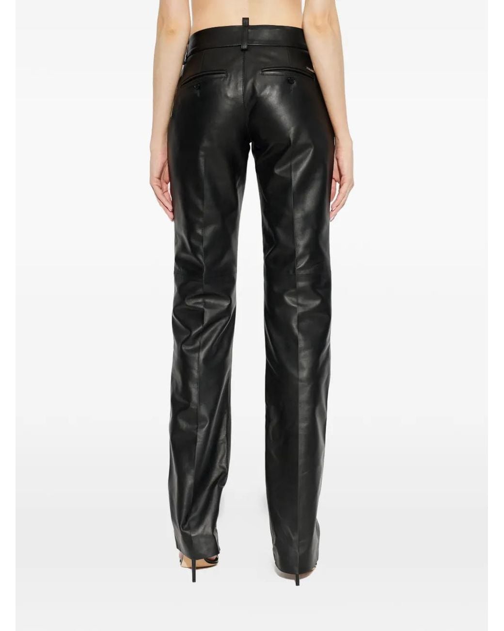 DSquared² Black Leather Trousers