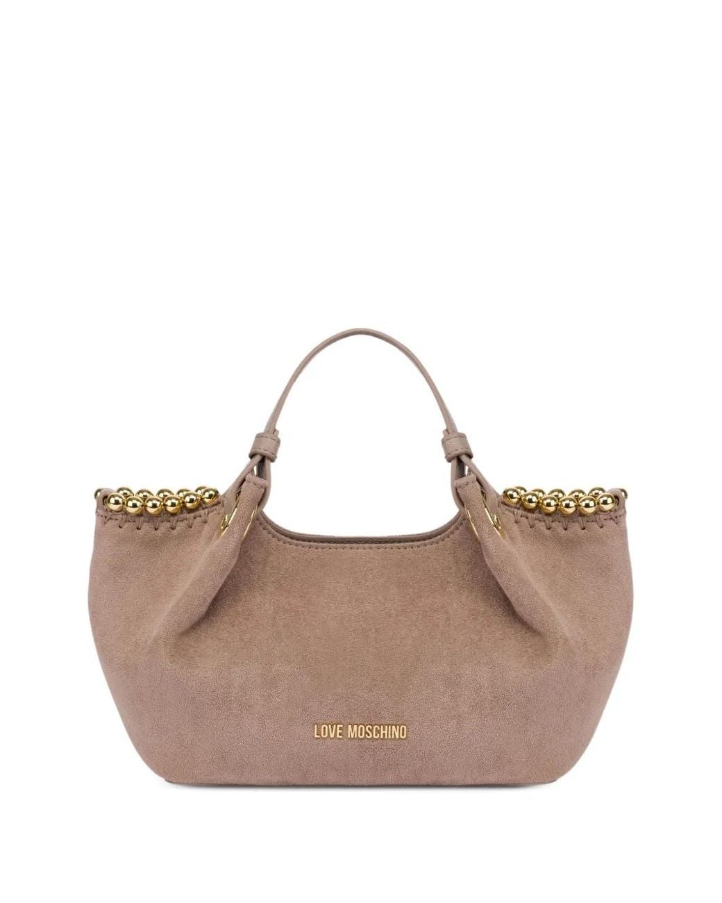 Love Moschino Brown Bead-Embellished Faux-Suede Shoulder Bag