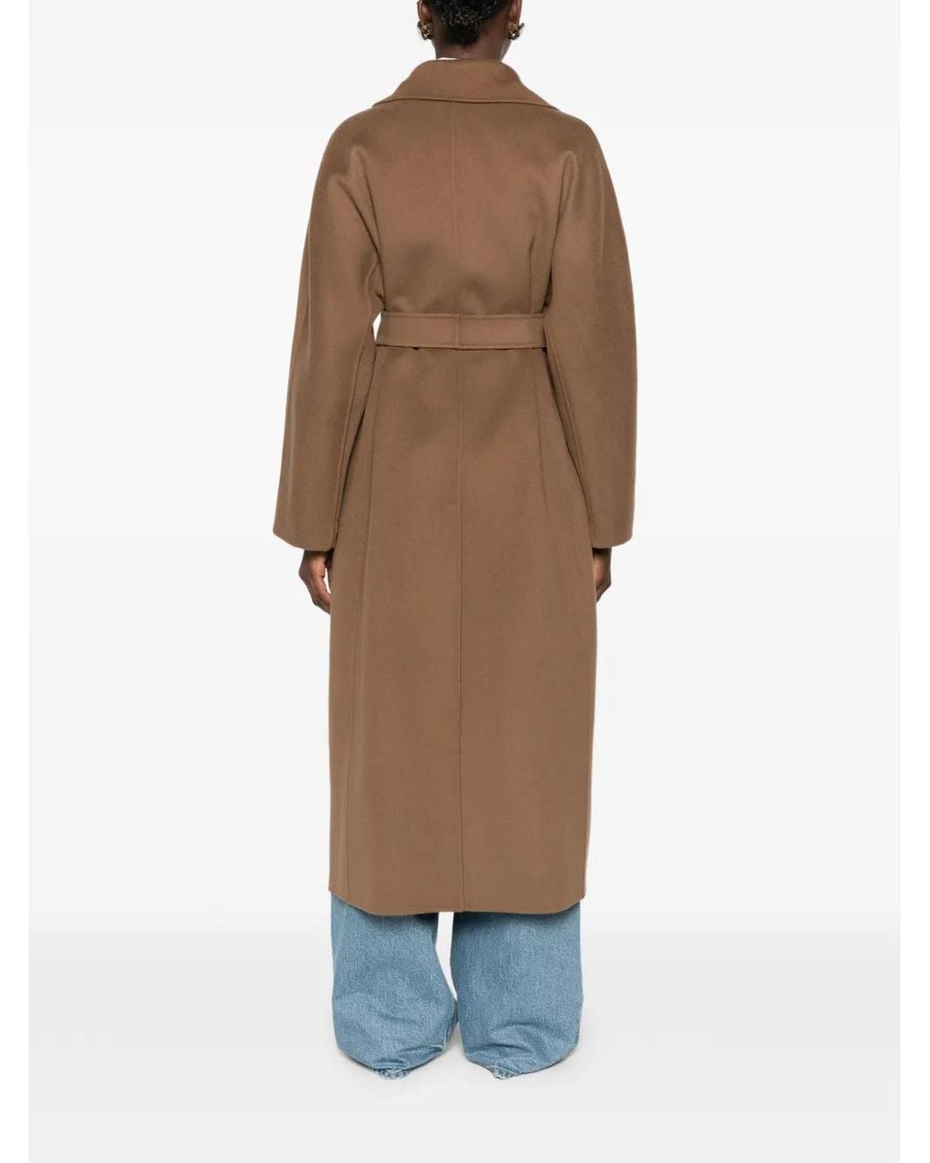 Max Mara Brown Belted Notched-Lapel Coat