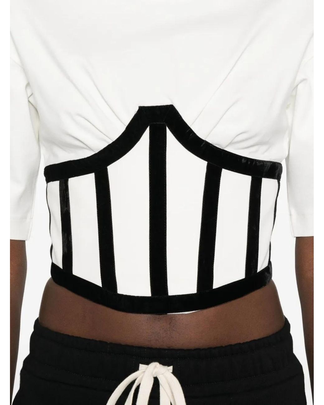 Hamza White Marsilia Corset-Detail Top