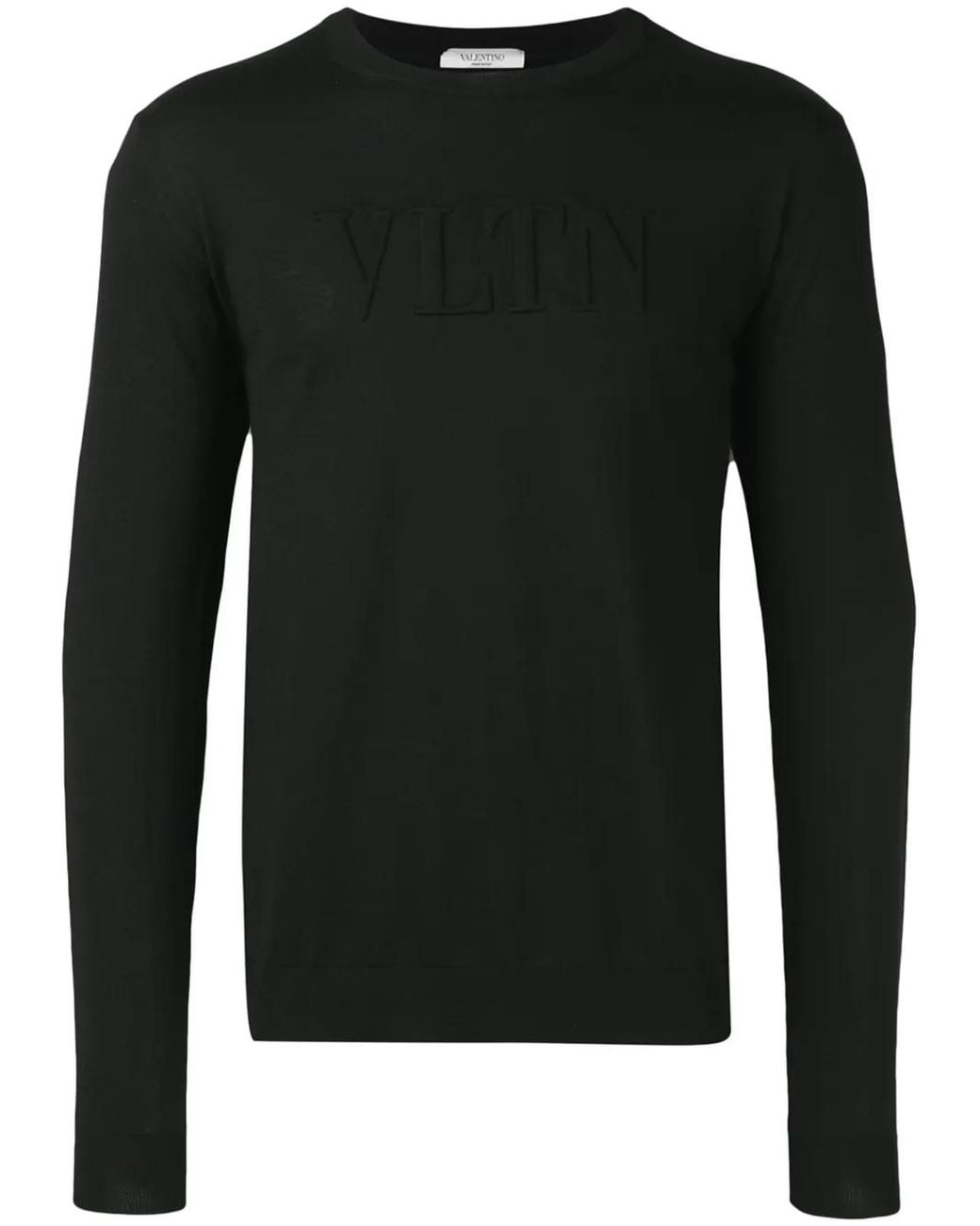 Valentino Garavani Black Logo-Embossed Wool Jumper for men