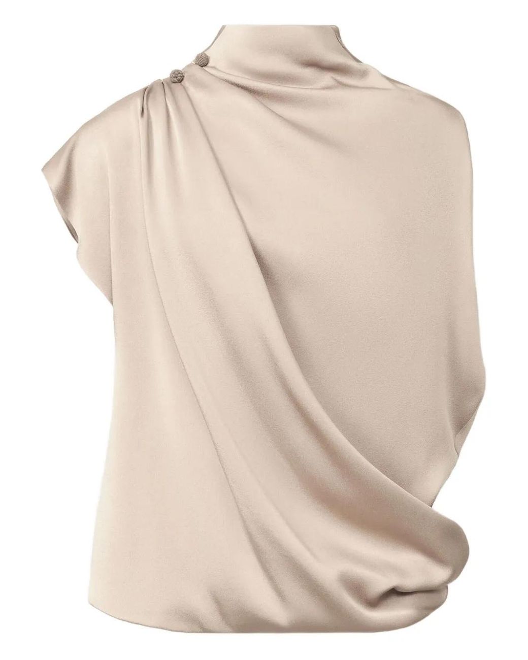 Fabiana Filippi Natural Draped Mock-Neck Top