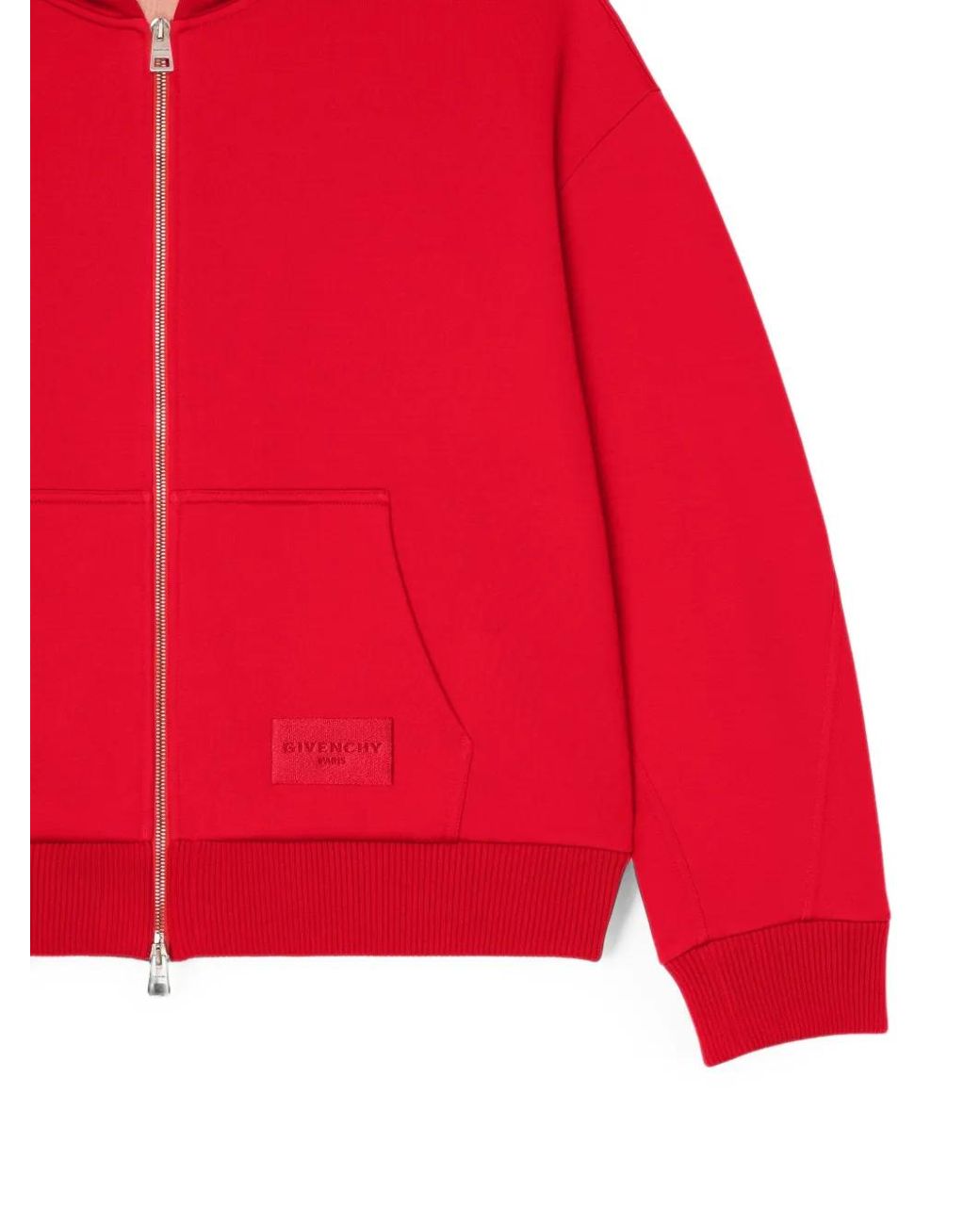 Givenchy Red Couture Seam Zipped Hoodie for men