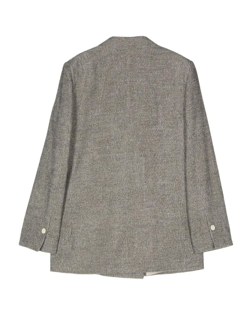 Alysi Gray Mélange-Effect Double-Breasted Blazer