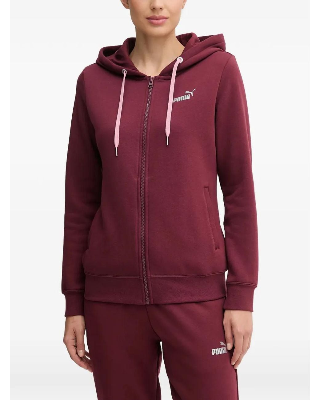 PUMA Red Metallic Hooded Sweat Suit