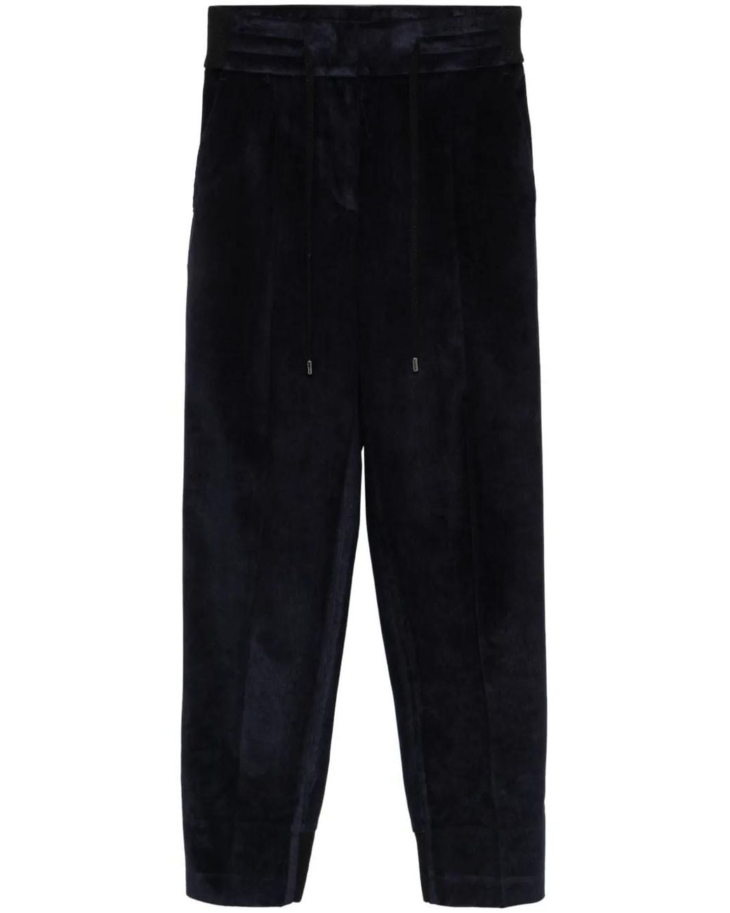 Peserico Black Tapered Needlecord Trousers