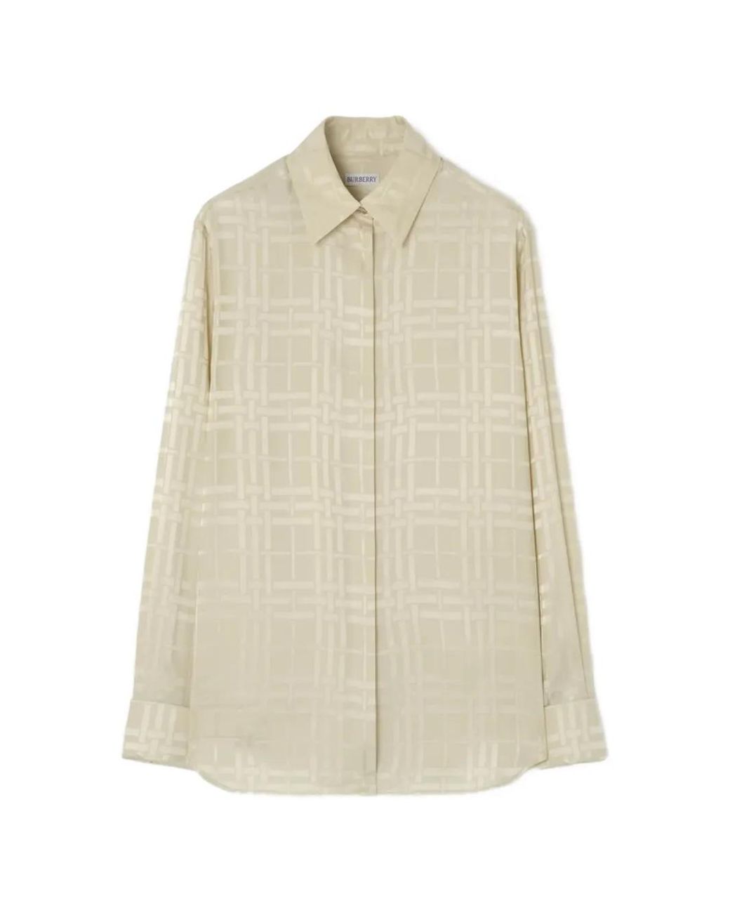 Burberry White Classic-Fit Check Silk Shirt
