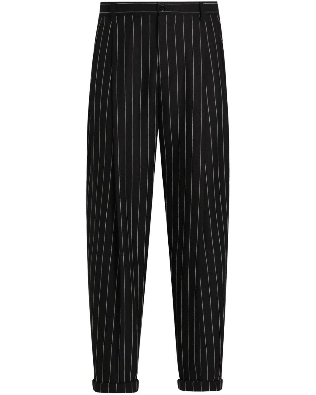 Dolce & Gabbana Black Striped Tailored Pants for men