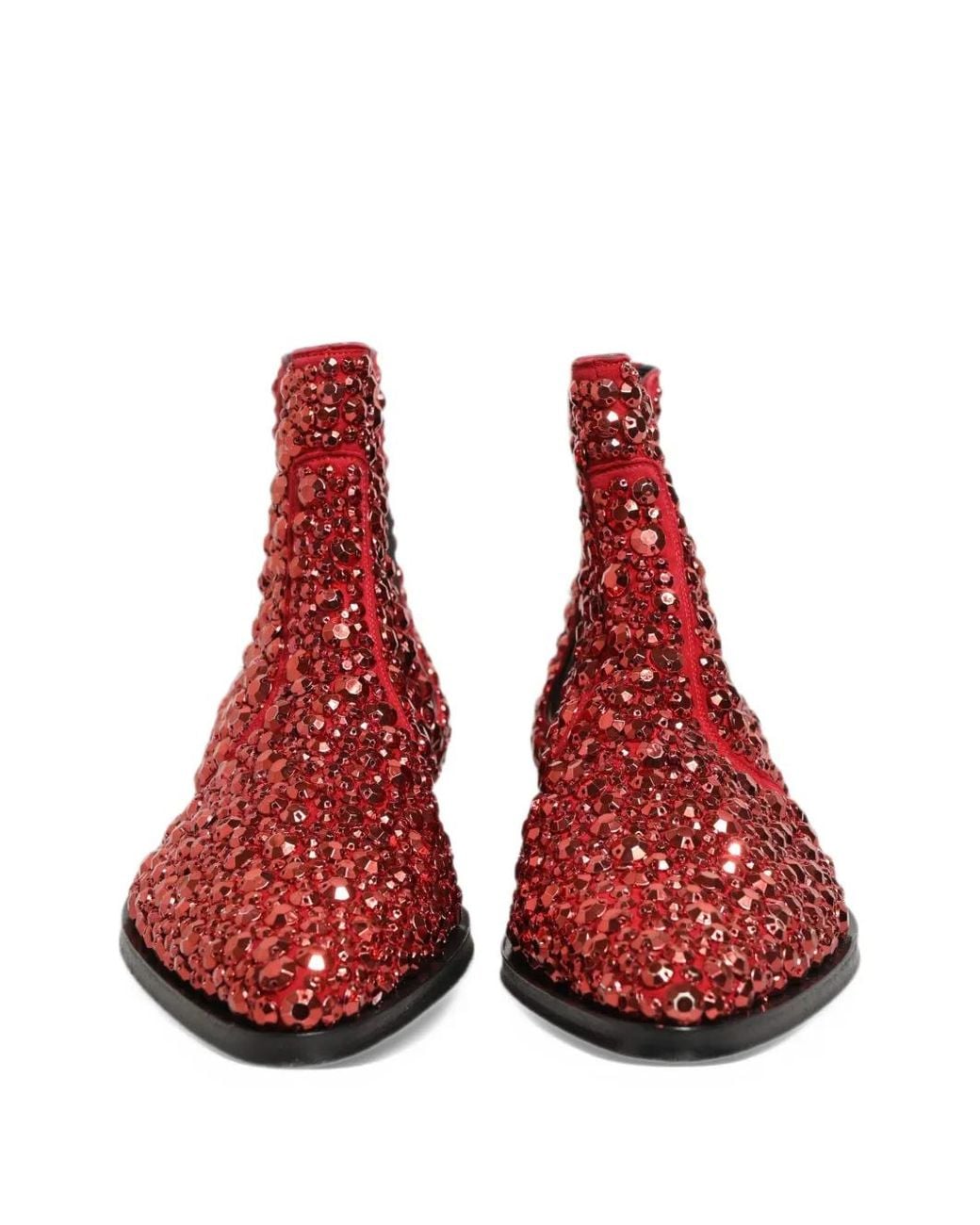 Dolce & Gabbana Red Crystal-Embellished Chelsea Boots for men