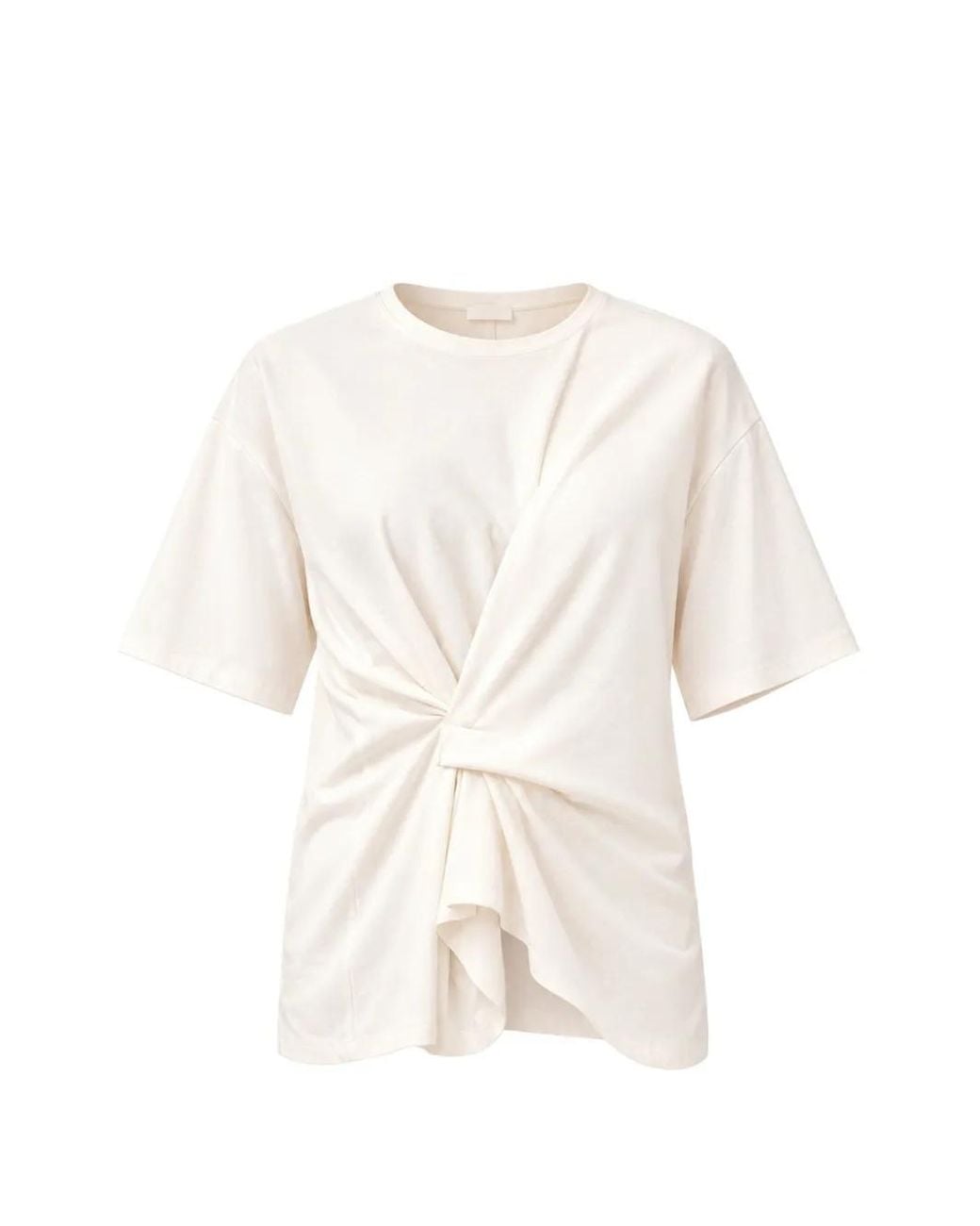 ELEH White Twist-Detail Draped T-Shirt