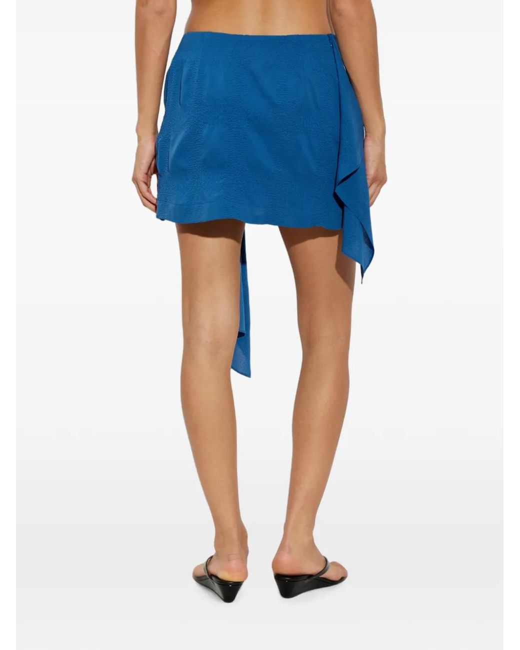 IRO Blue Pully Draped Layered Mini Skirt
