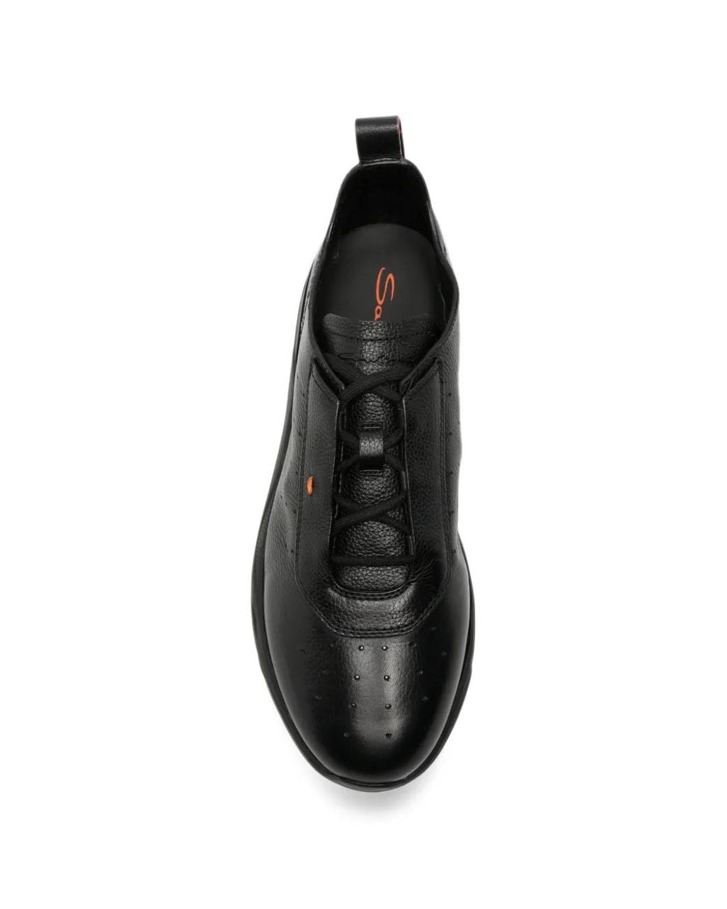 Santoni Black Perforated Panelled Leather Sneakers for men