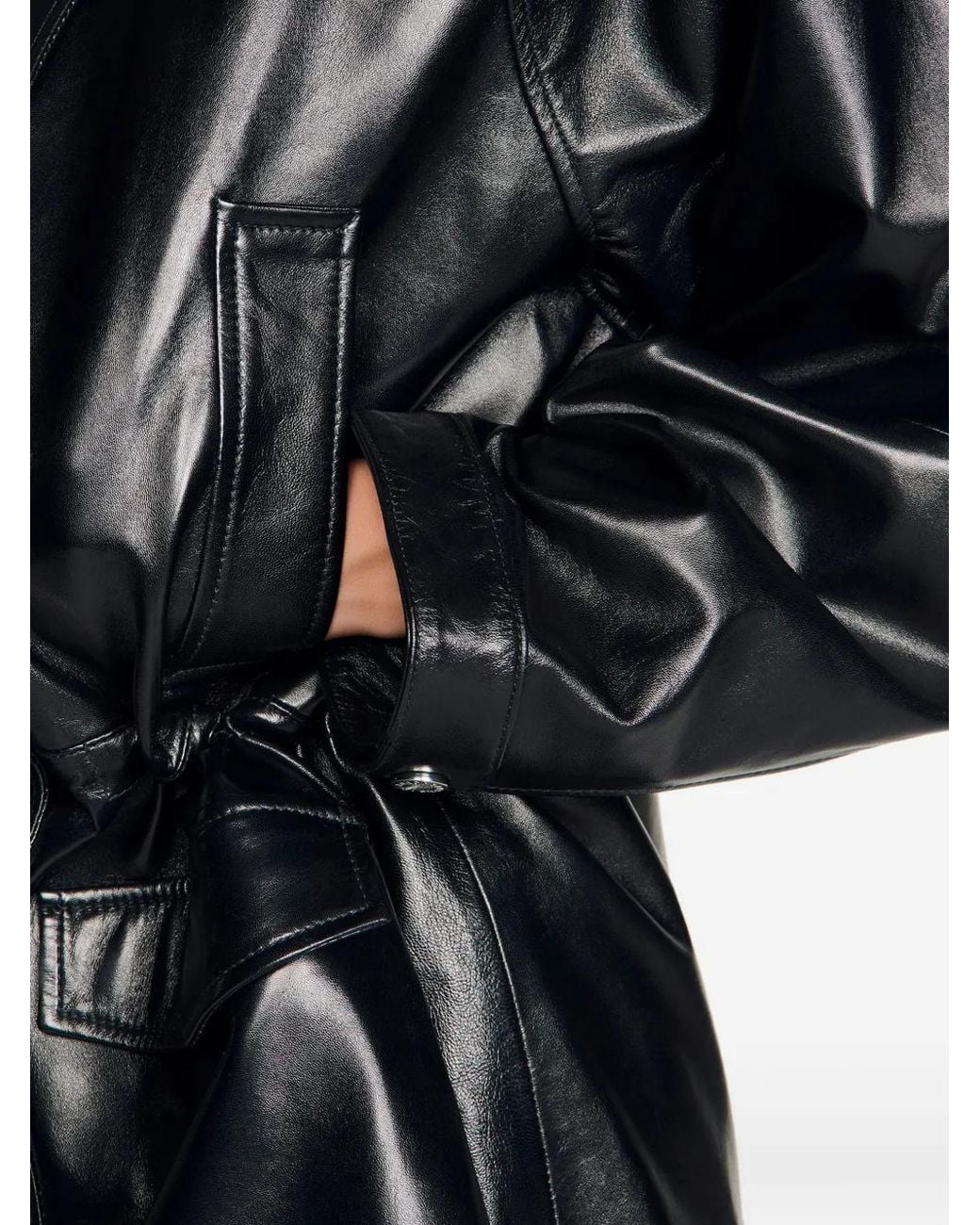 Sandro Black Shirt Collar Leather Jacket