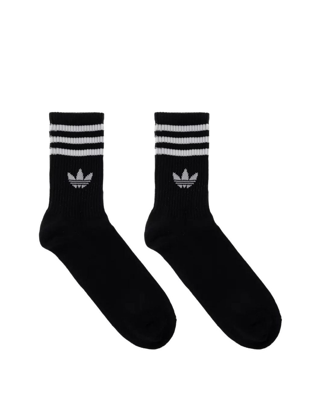 Adidas Black Trefoil Logo-Embroidered Striped Socks Set for men