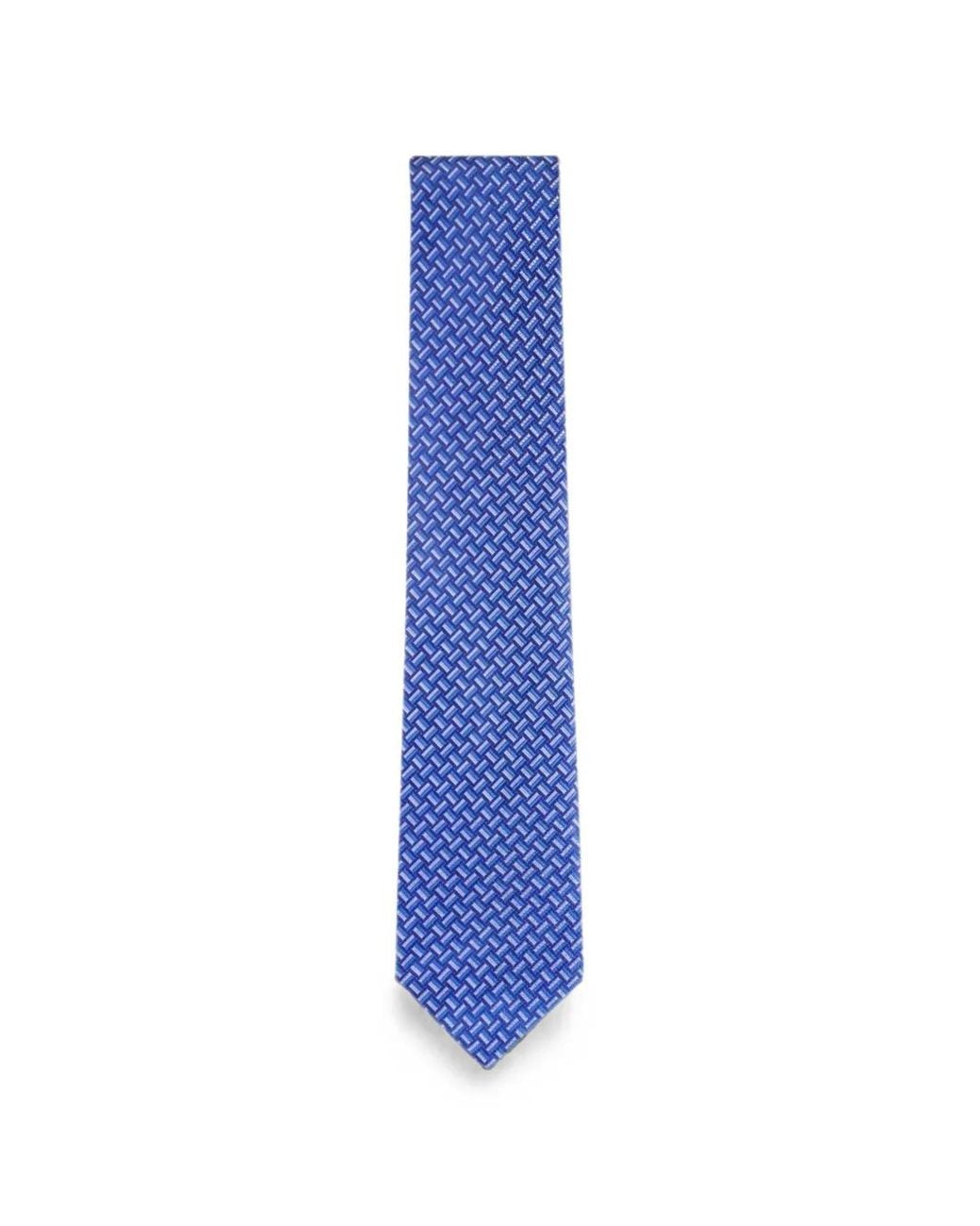 Brioni Blue Geometric-Pattern Tie for men