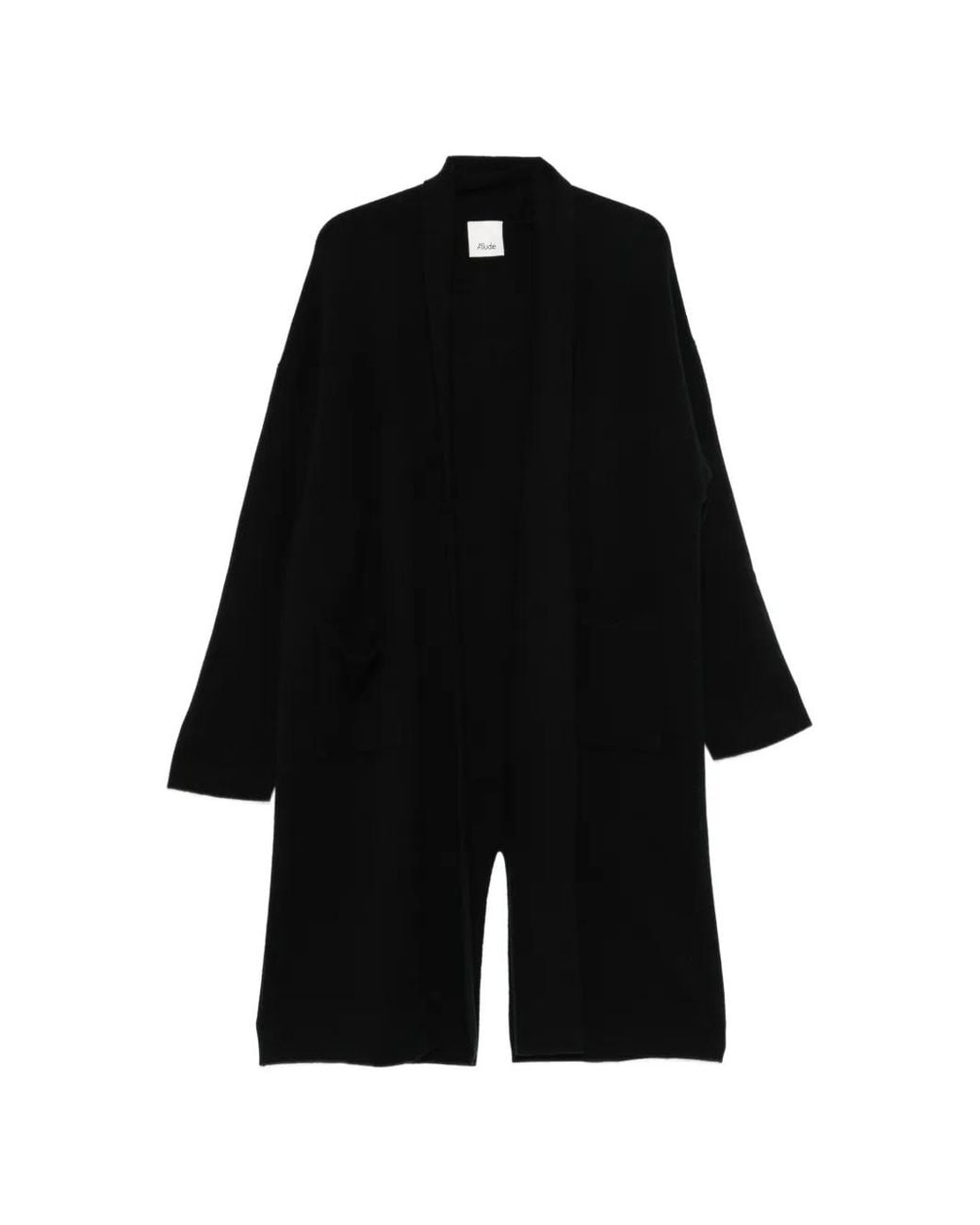 Allude Black Cardigan À Col Châle Et Poche Plaquée