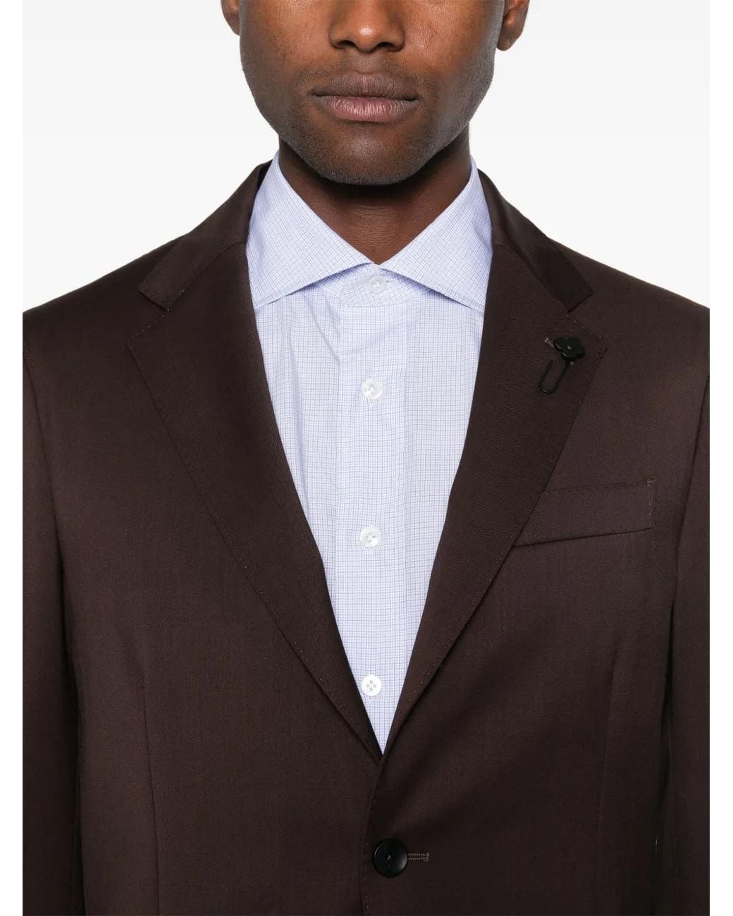 Lardini Black Brooch-Logo Appliqué Blazer for men