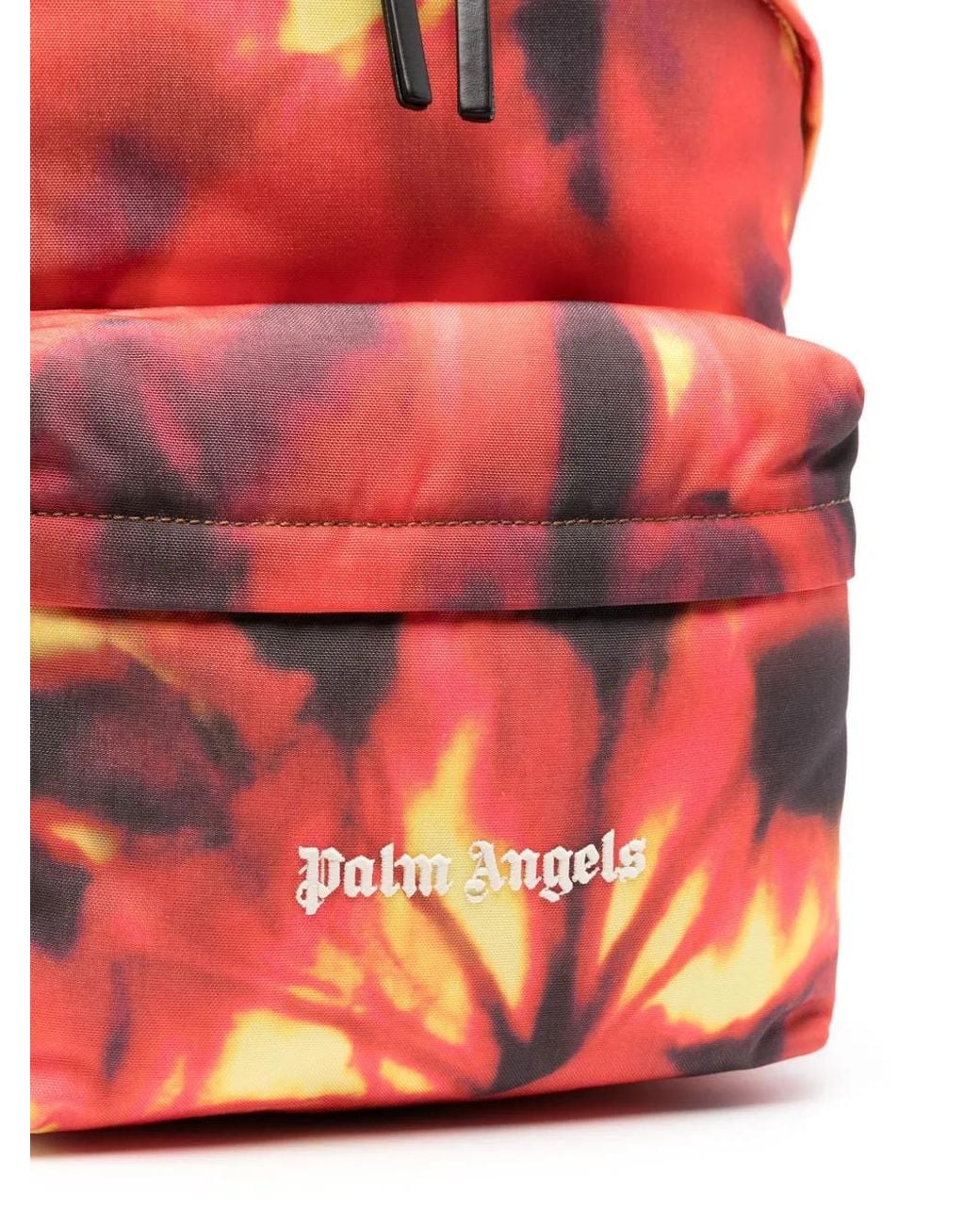 Palm Angels On Fire-Print Logo-Embroidered Backpack for men