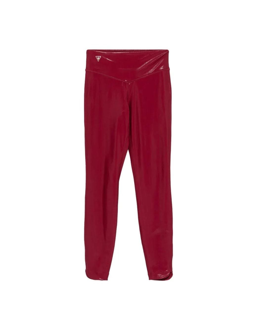 MACRON Red Metallic-Effect Logo-Patch Performance Leggings