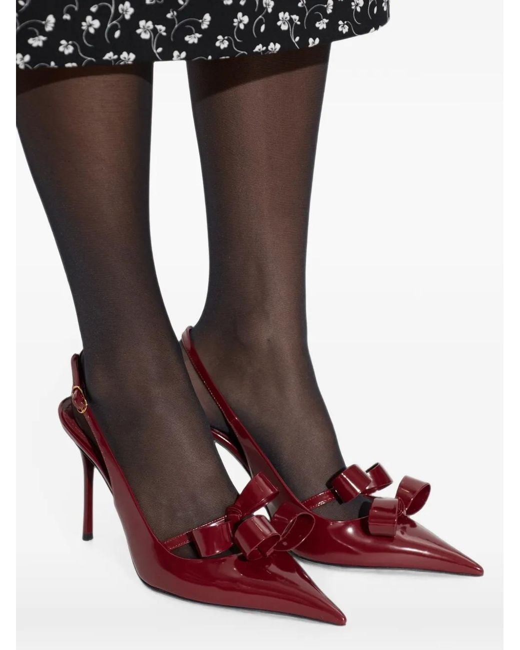 Dolce & Gabbana Red Bow-Detail Slingback Pumps