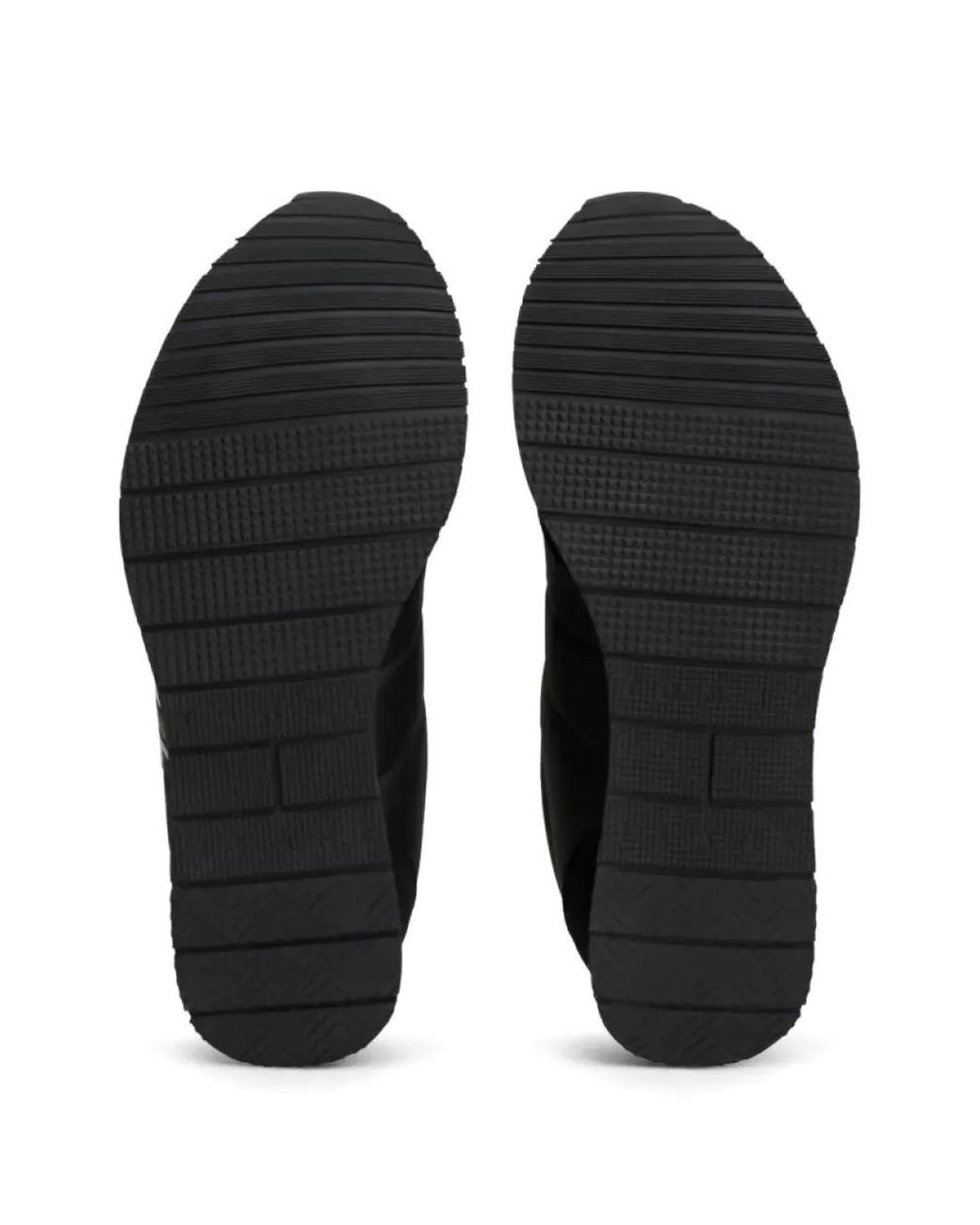 Tommy Hilfiger Black Panelled Logo-Patch Sneakers for men