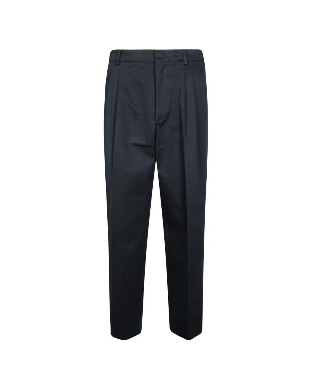 Amaranto Blue Pleated Side-Stitch Trousers for men