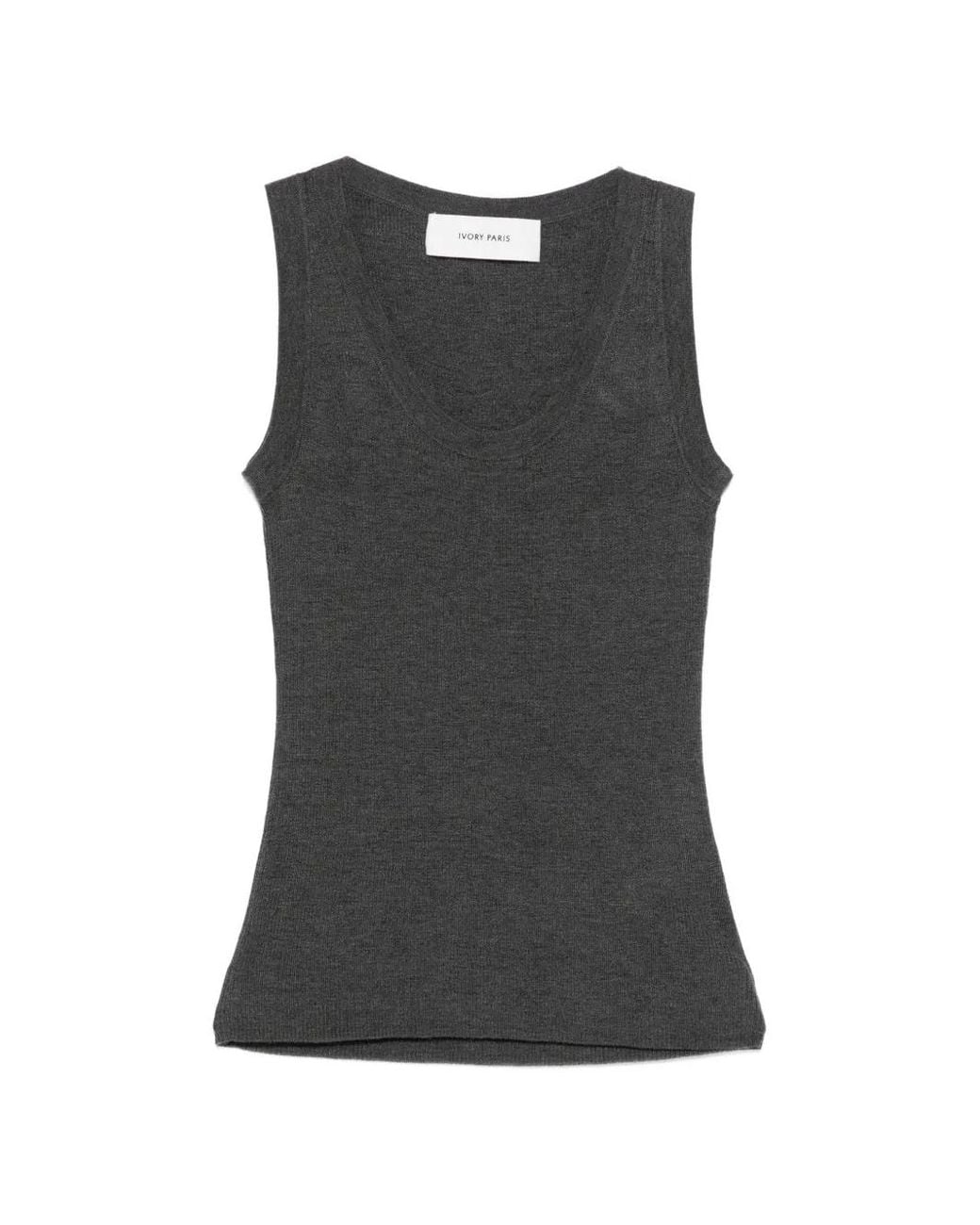 IVORY PARIS Black Ribbed Tank Top
