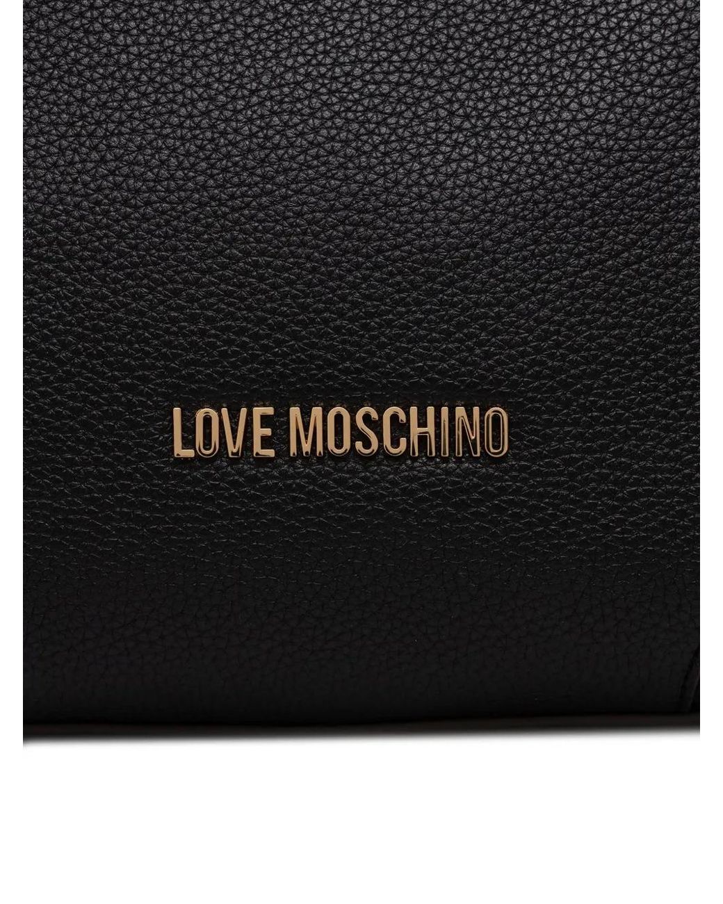 Love Moschino Black Buckle-Detail Pebbled-Effect Tote Bag