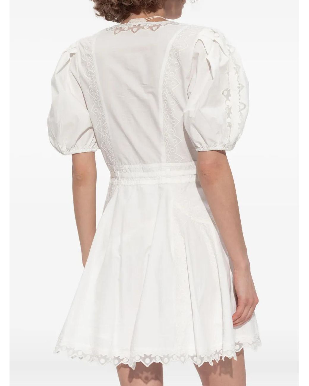 Ulla Johnson White Puff-Sleeve Embroidered Dress