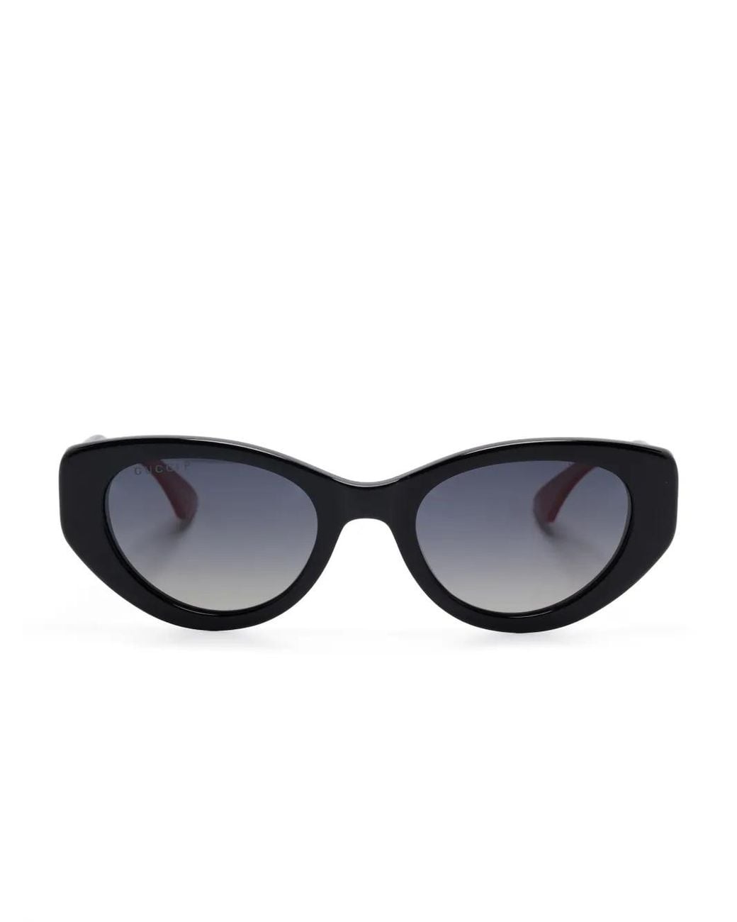 Gucci Black Interlocking G Web-Stripe Sunglasses