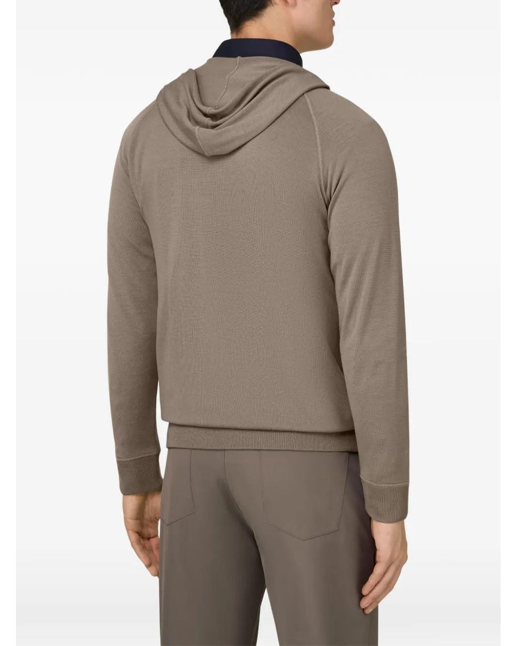 Boggi Brown Full-Zip Knitted Hoodie for men