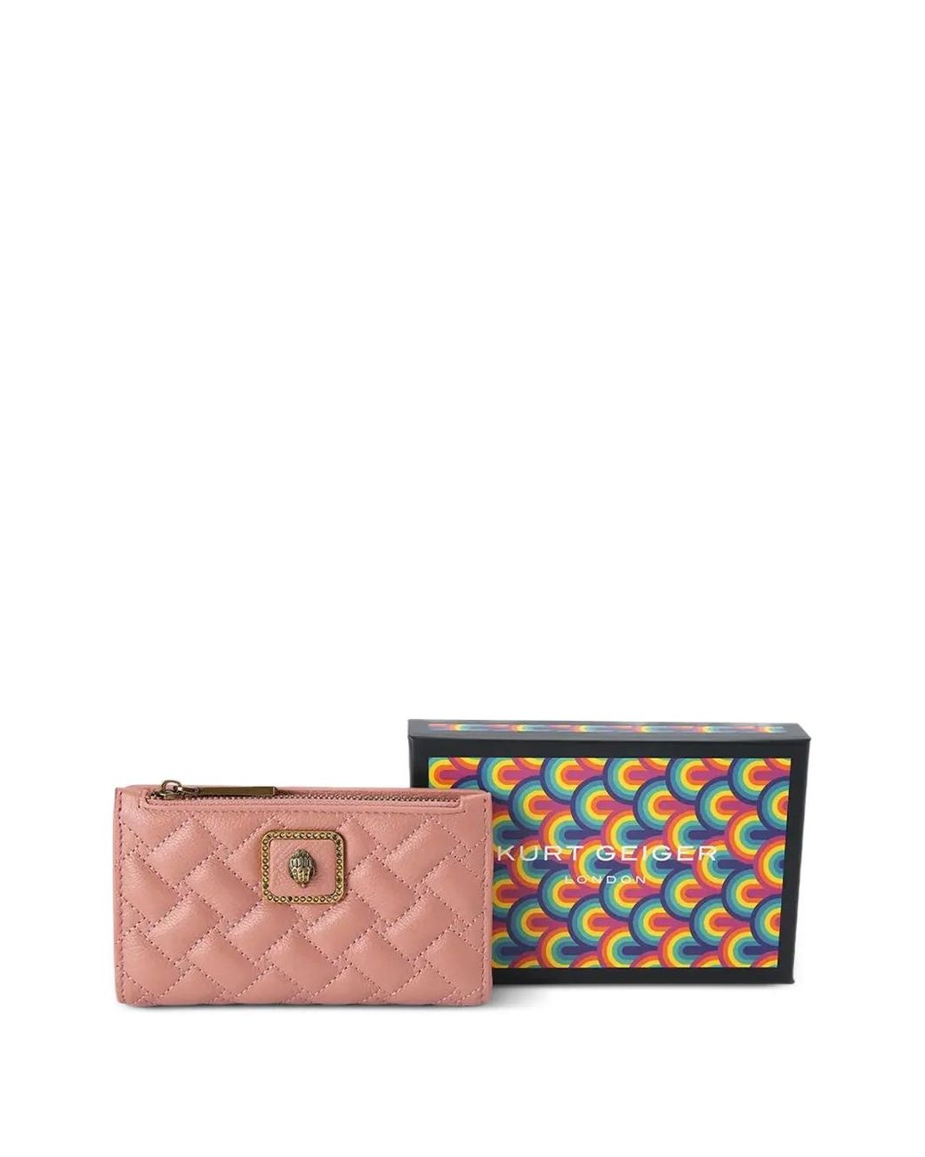Kurt Geiger Pink Portefeuille En Cuir À Design Matelassé
