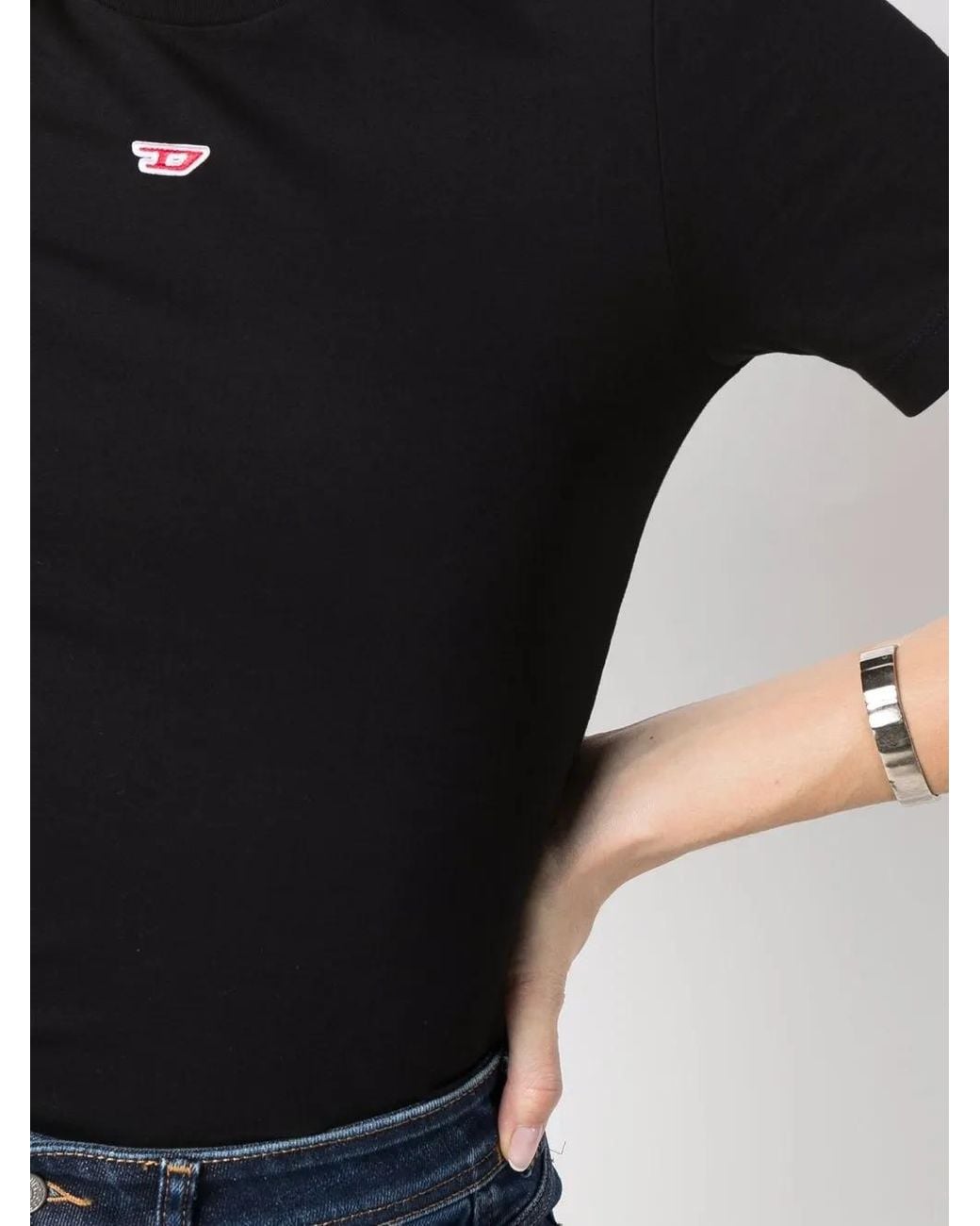 DIESEL Black Logo-Embroidered T-Shirt