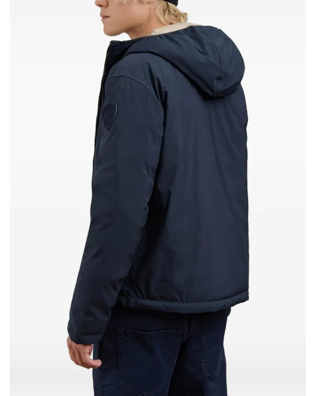 Blauer Natural Reversible Logo-Patch Hooded Jacket for men