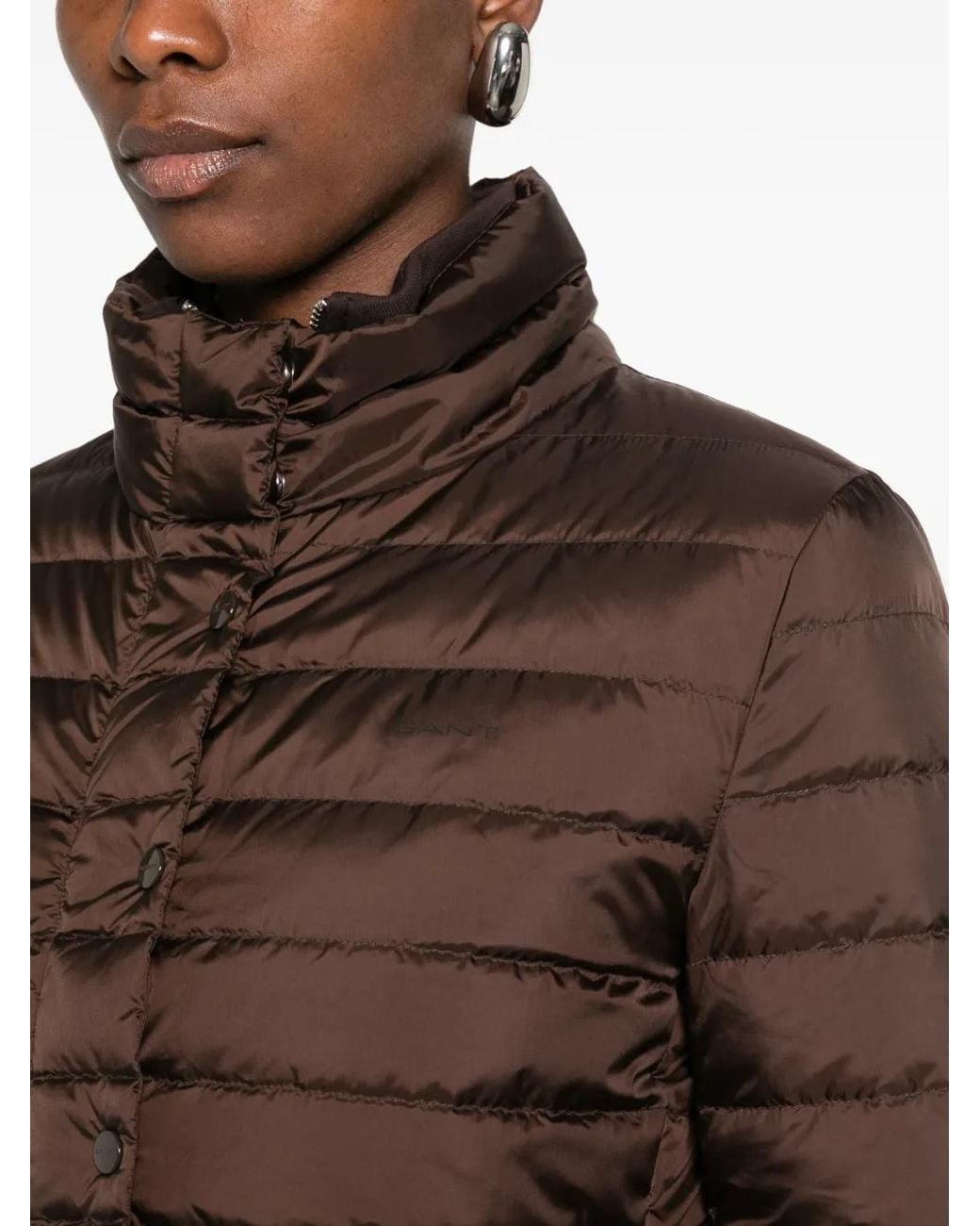 Gant Brown Zip-Up Puffer Jacket