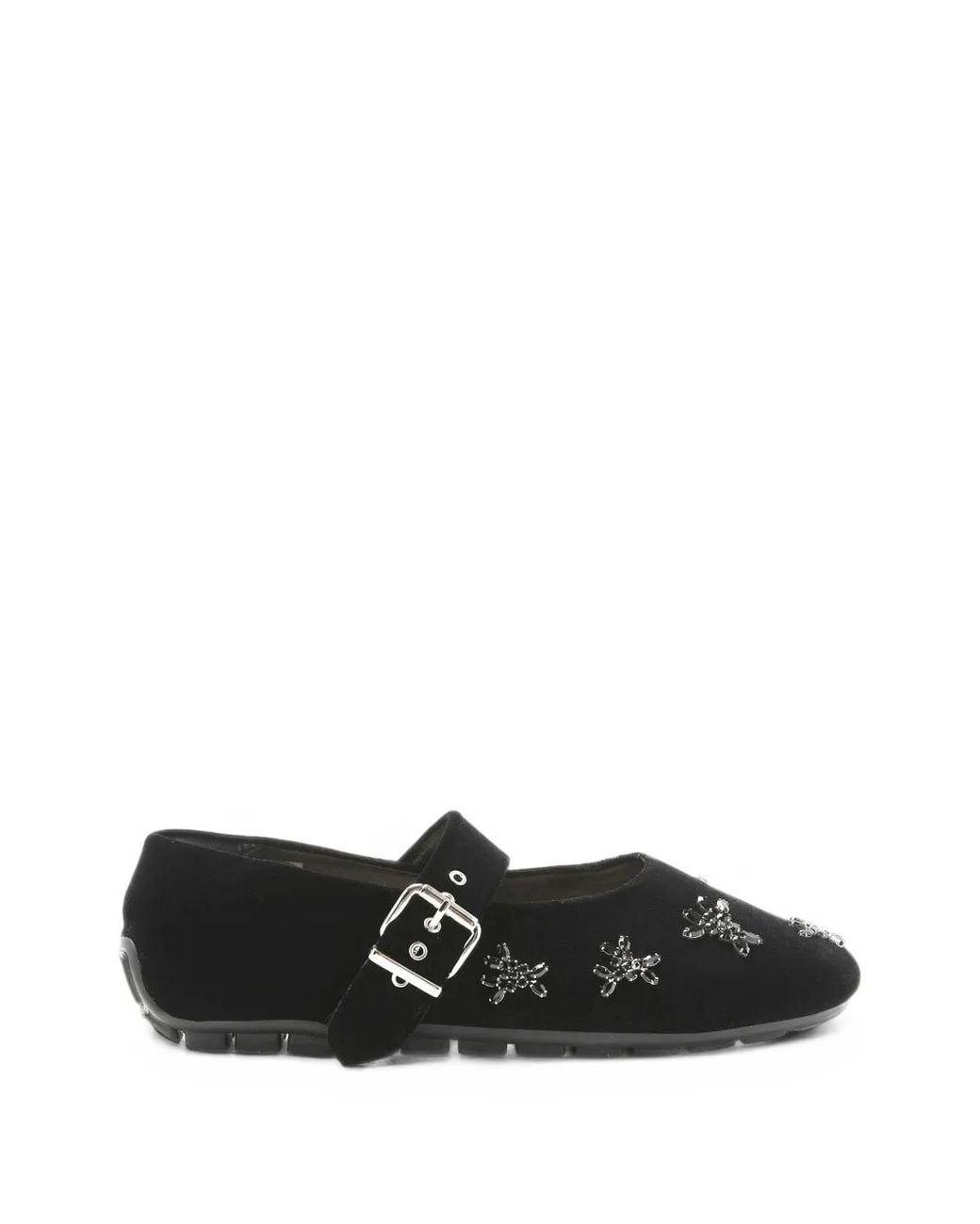Simone Rocha Black Crystal-Embellished Buckle-Strap Ballet Flats