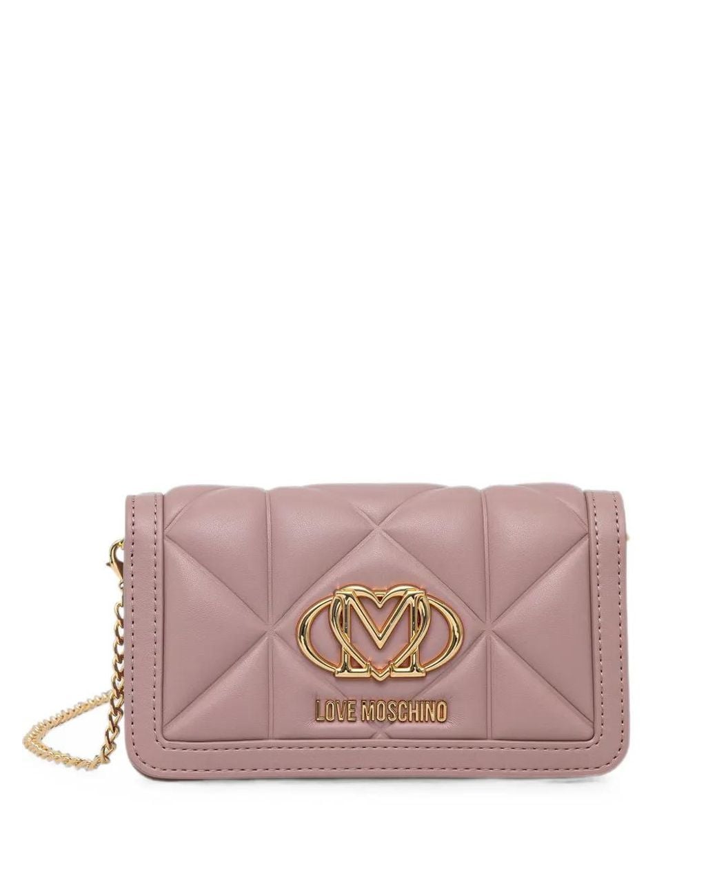 Love Moschino Pink Quilted Logo-Plaque Cross Body Bag